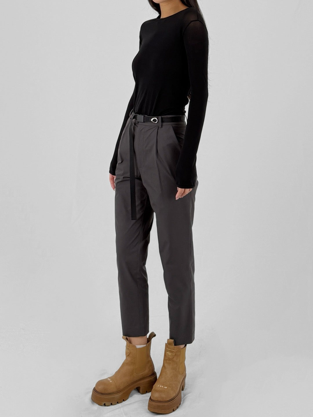 HYEIN SEO Dark Grey w Belt Slim Pants