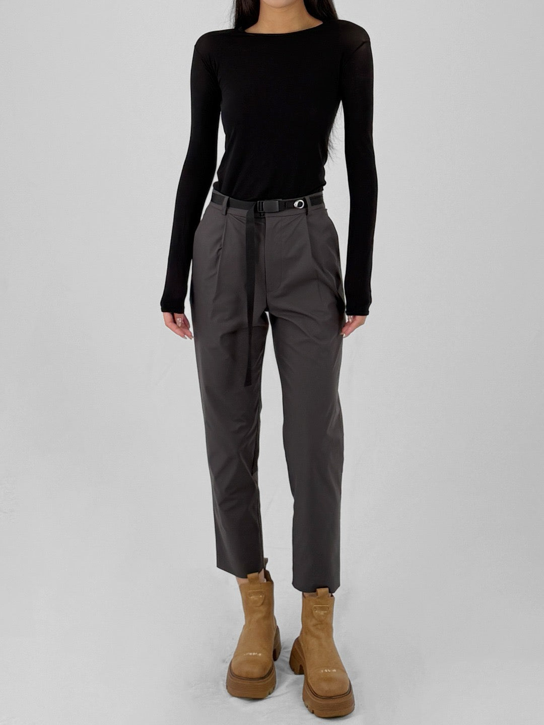 HYEIN SEO Dark Grey w Belt Slim Pants