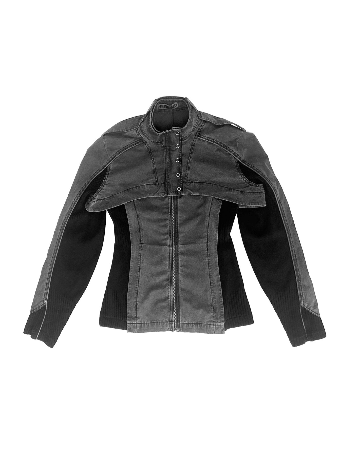 Hyein Seo Navy Double Layer Moto Jacket