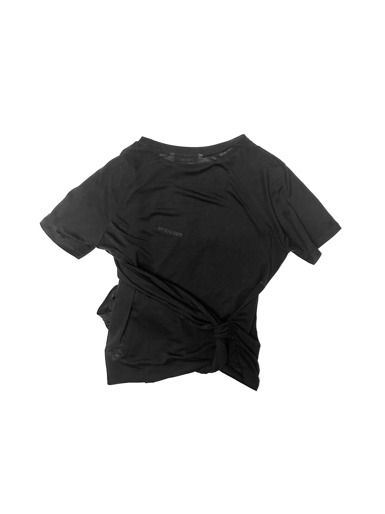 Hyein Seo Navy Tied Asymmetric T-Shirt