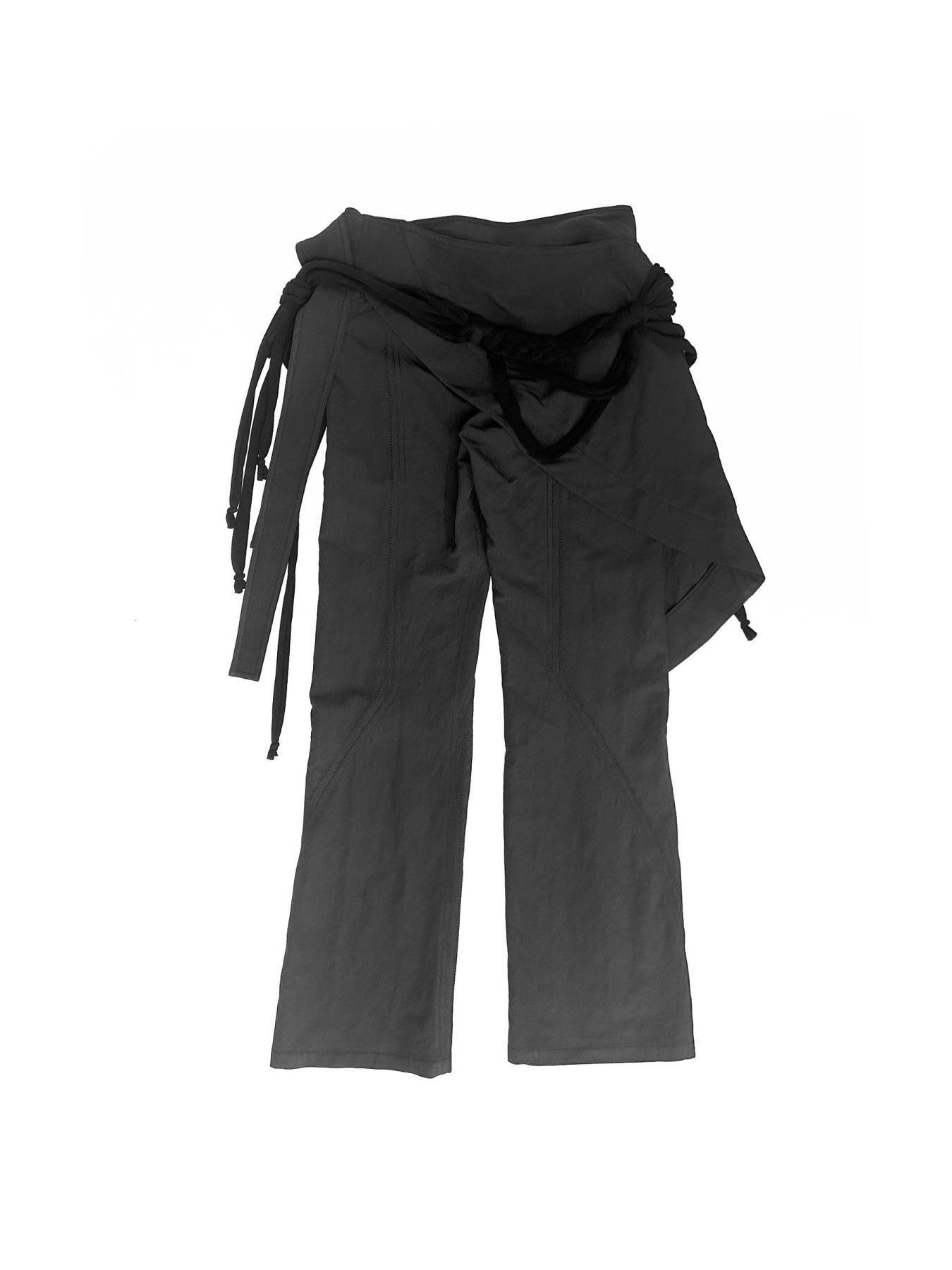 Hyein Seo Navy Wrap Pants With Macrame Belt