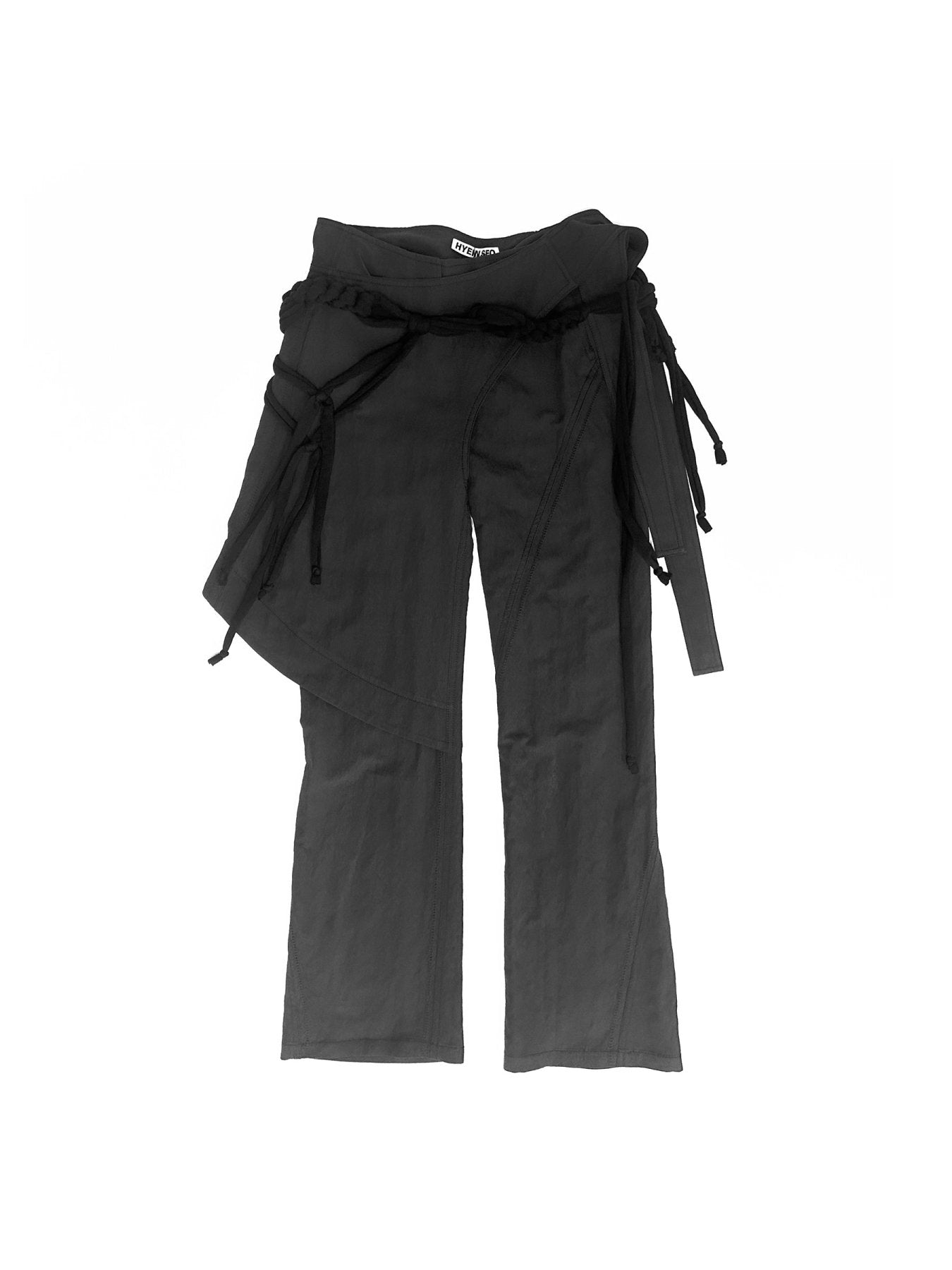 Hyein Seo Navy Wrap Pants With Macrame Belt