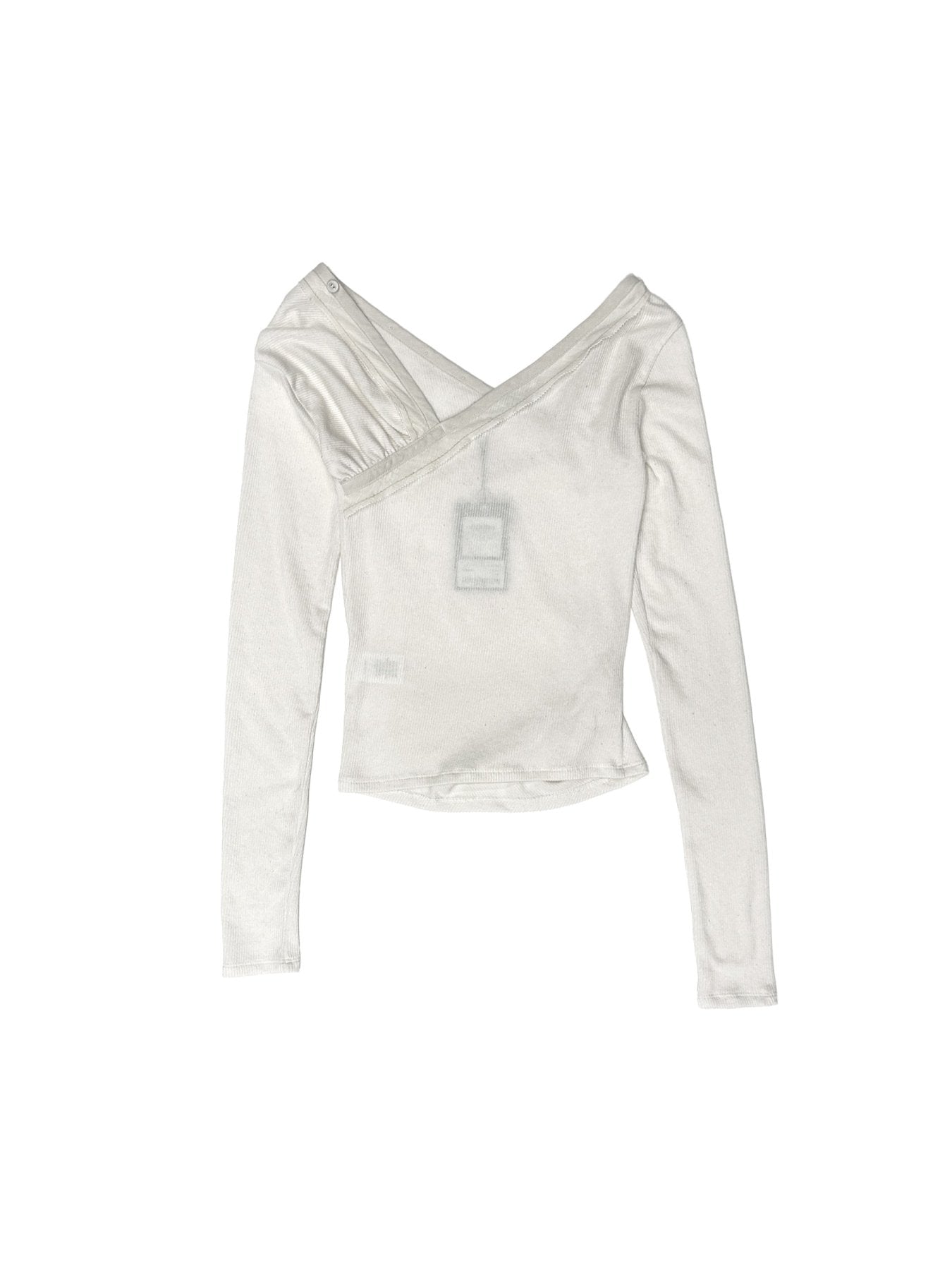 Hyein Seo Off - White Twisted Long Sleeve With Necklace