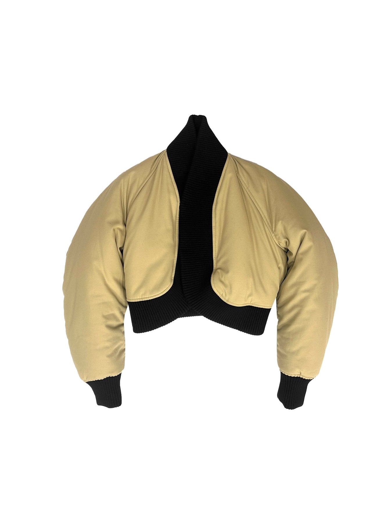 JEAN PAUL GAULTIER Beige Round Ribbed Bomber Jacket