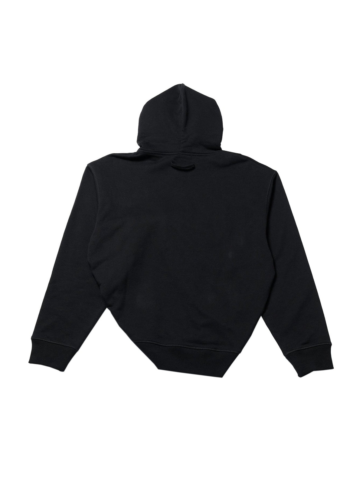 JEAN PAUL GAULTIER Black Cotton Fleece Hoodie With Leather Tag Detail