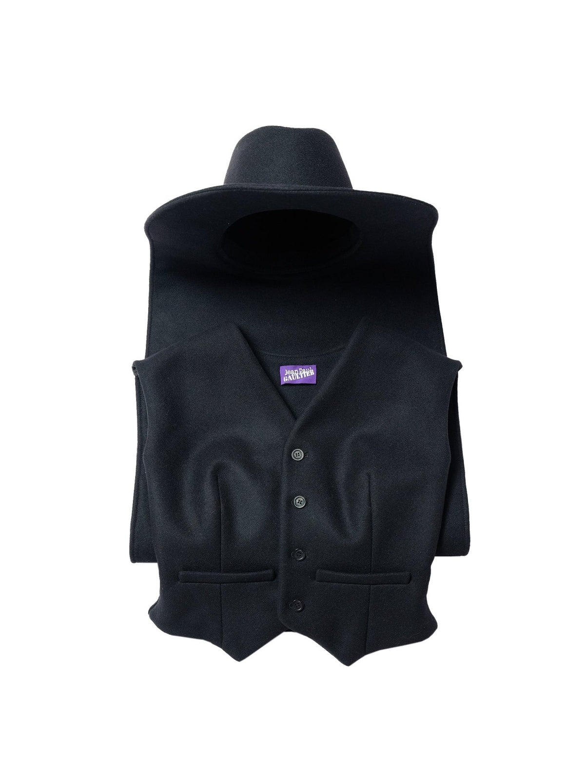 JEAN PAUL GAULTIER Black Tailoring Gilet With Attached Hat