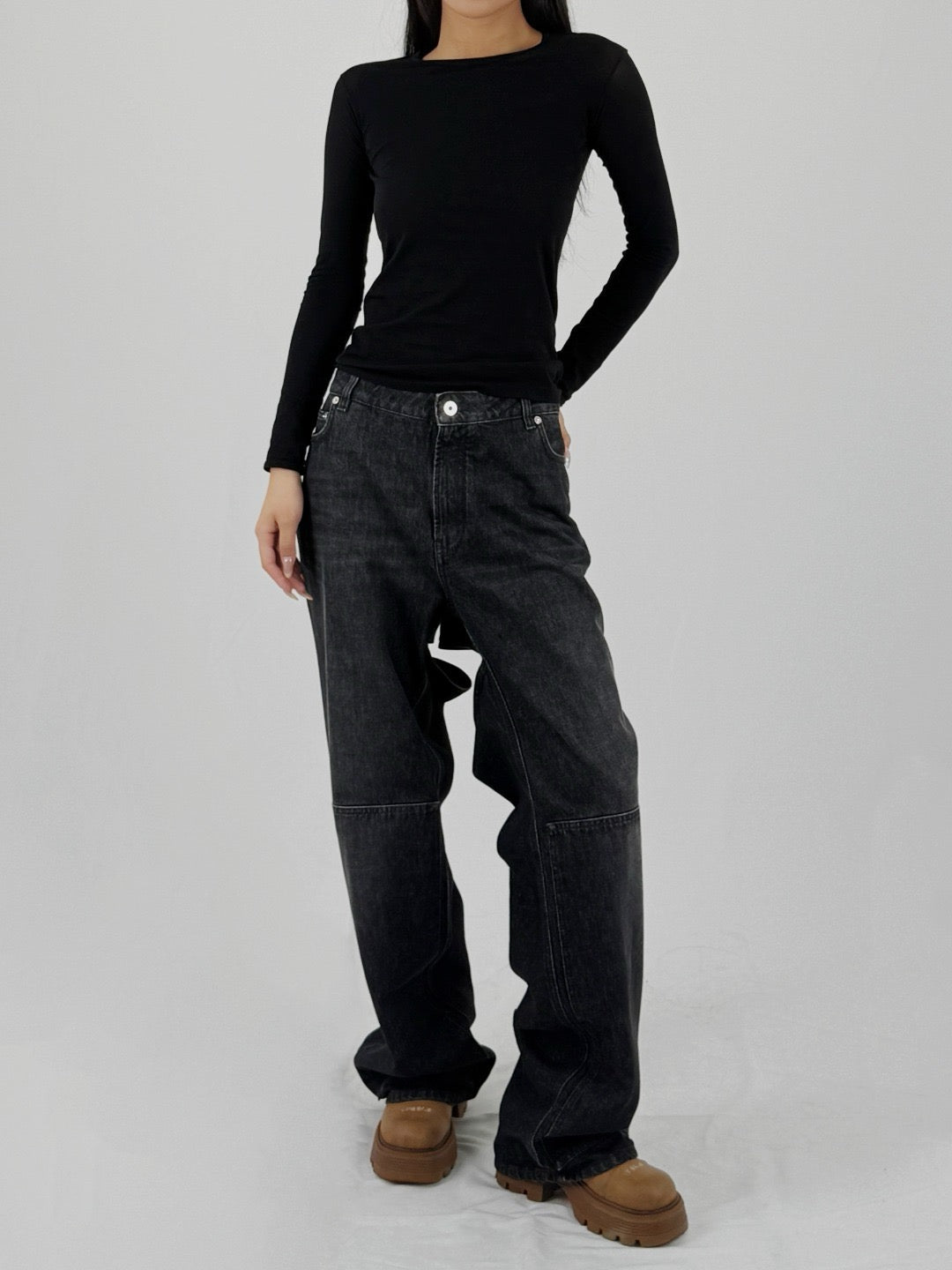 JEAN PAUL GAULTIER - Denim Trouser With Cut Out On The Back And Workwear Details - AW25 - VINTAGE BLACK