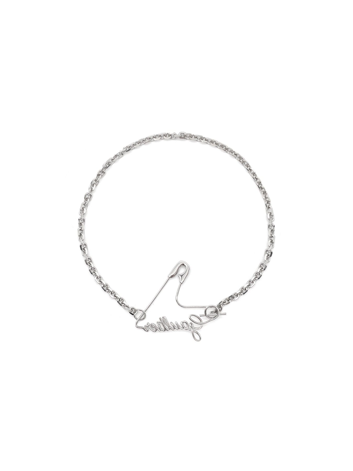 JEAN PAUL GAULTIER - Gaultier Heart Safety Pin Necklace With Metal Chain - AW25 - SILVER