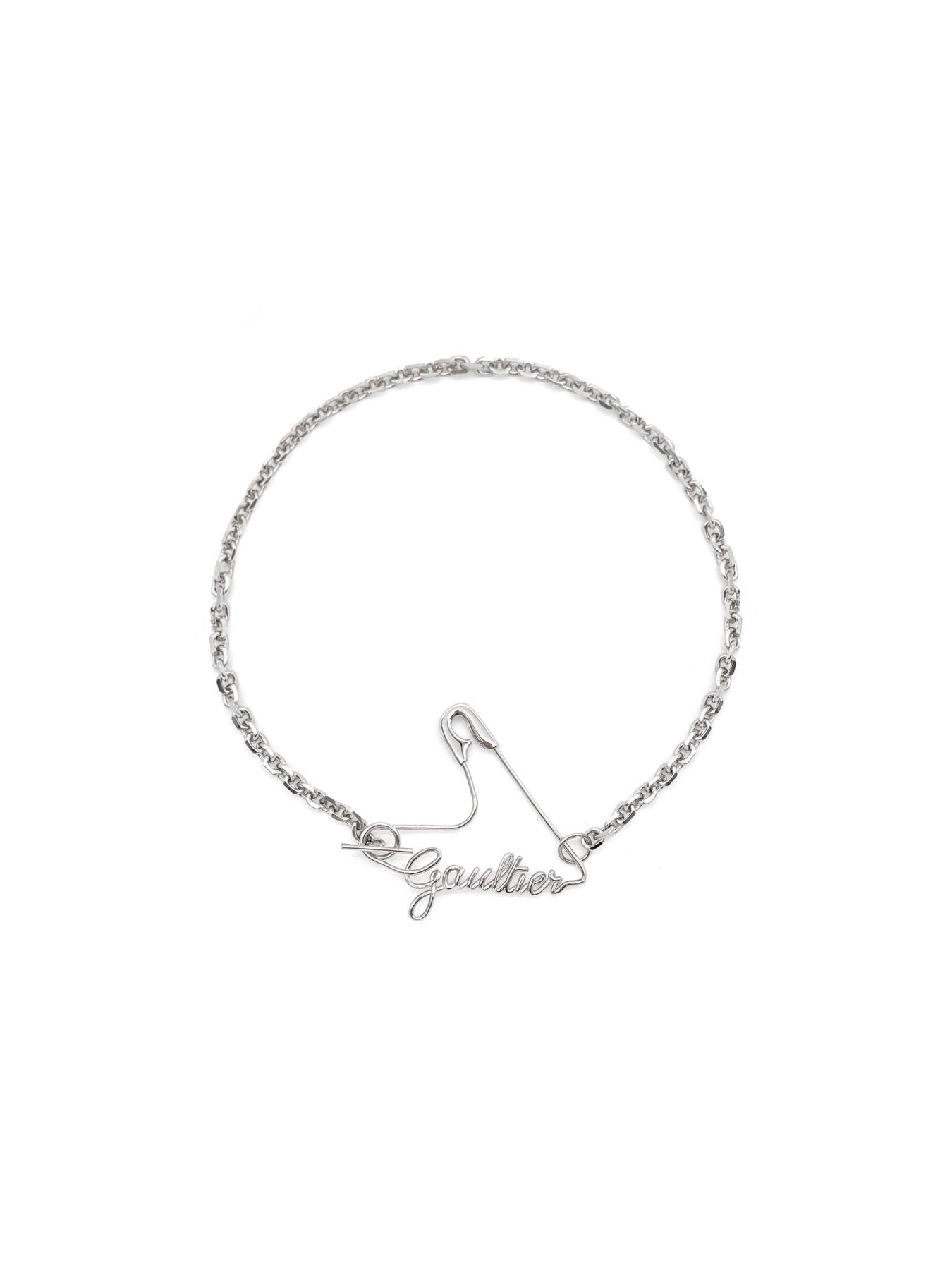 JEAN PAUL GAULTIER - Gaultier Heart Safety Pin Necklace With Metal Chain - AW25 - SILVER