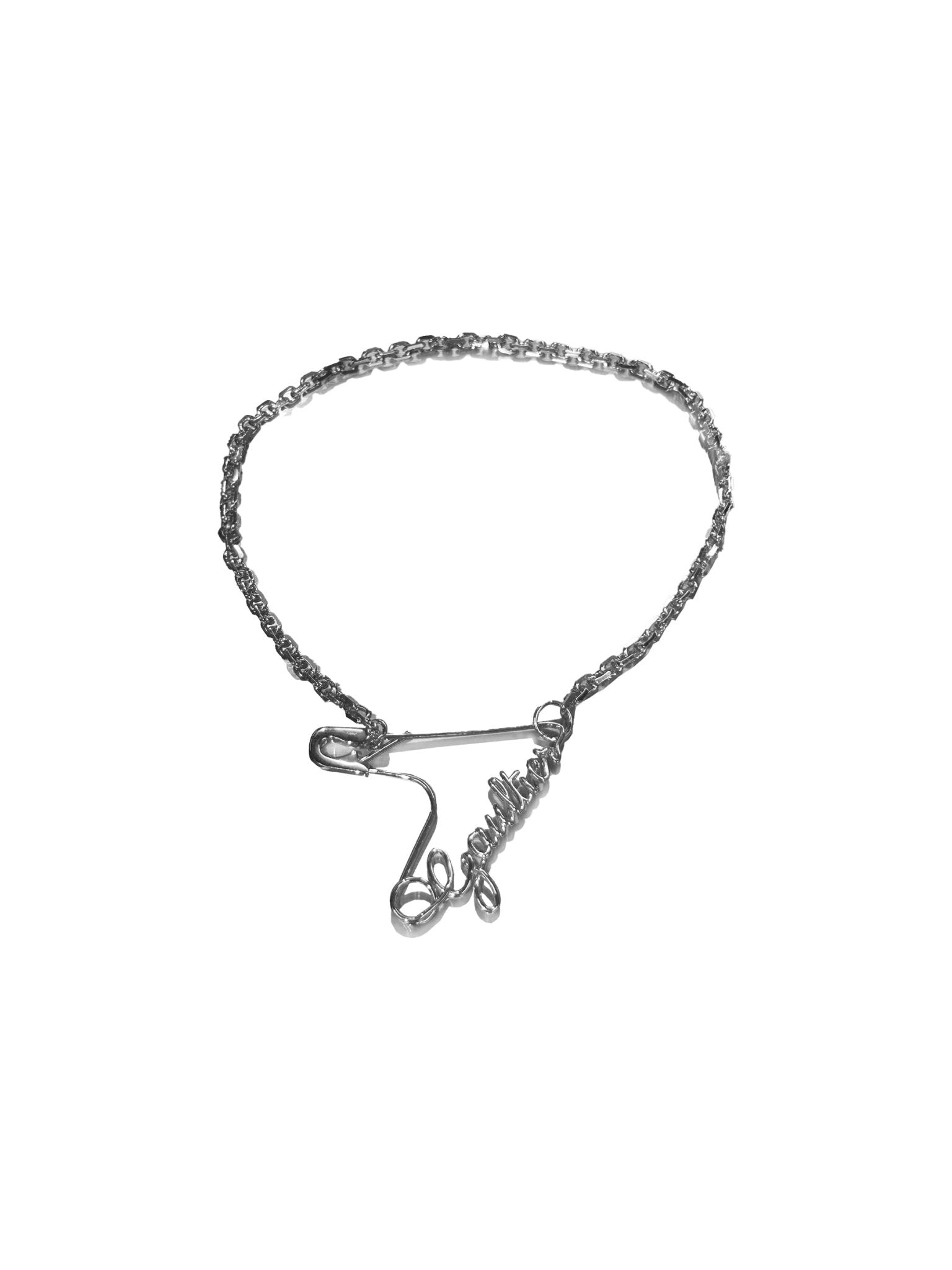 JEAN PAUL GAULTIER - Gaultier Heart Safety Pin Necklace With Metal Chain - AW25 - SILVER