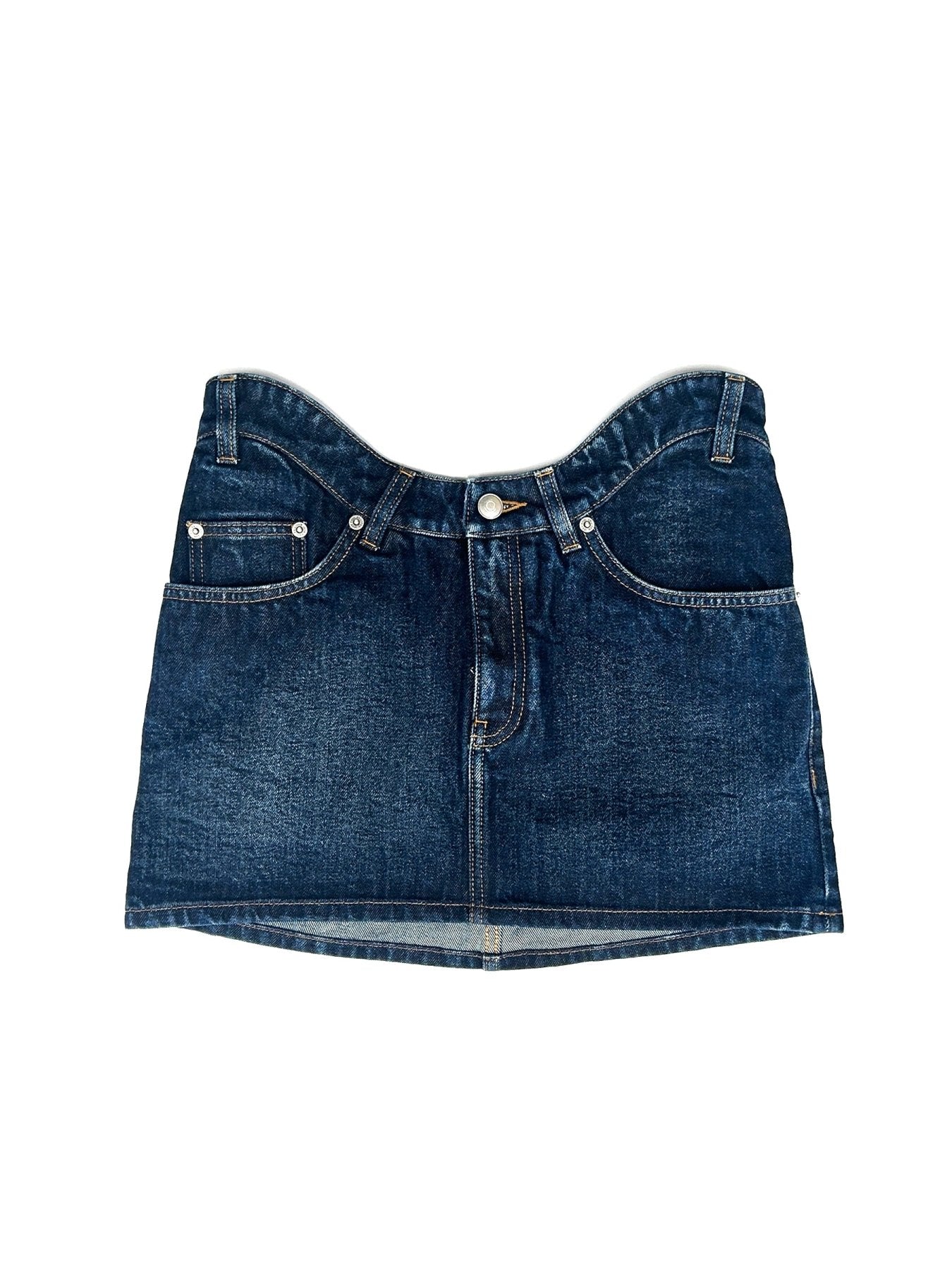 JEAN PAUL GAULTIER Indigo Mini Skirt With Curvy Waistband