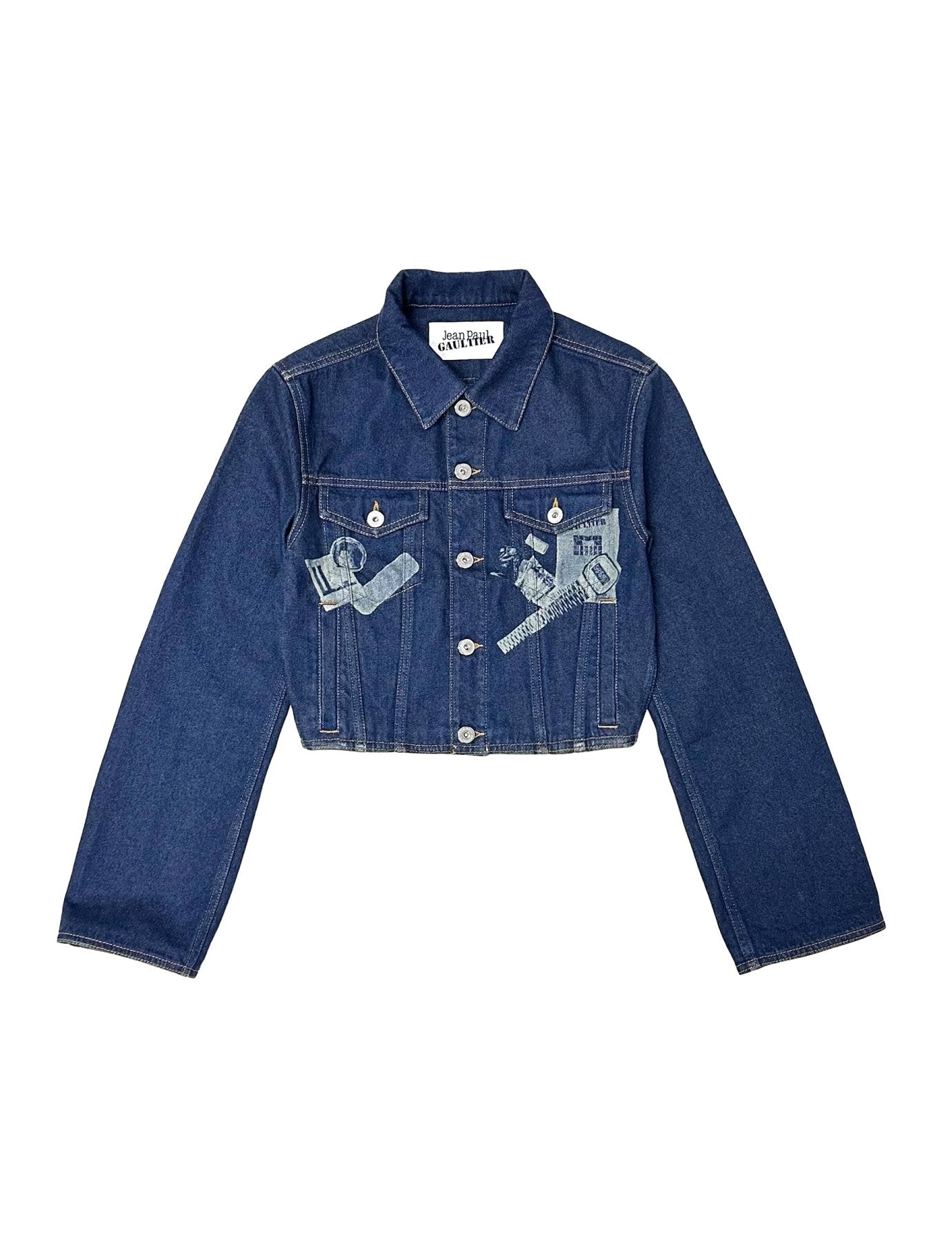 JEAN PAUL GAULTIER Indigo Trompe L Oeil Print Denim Jacket