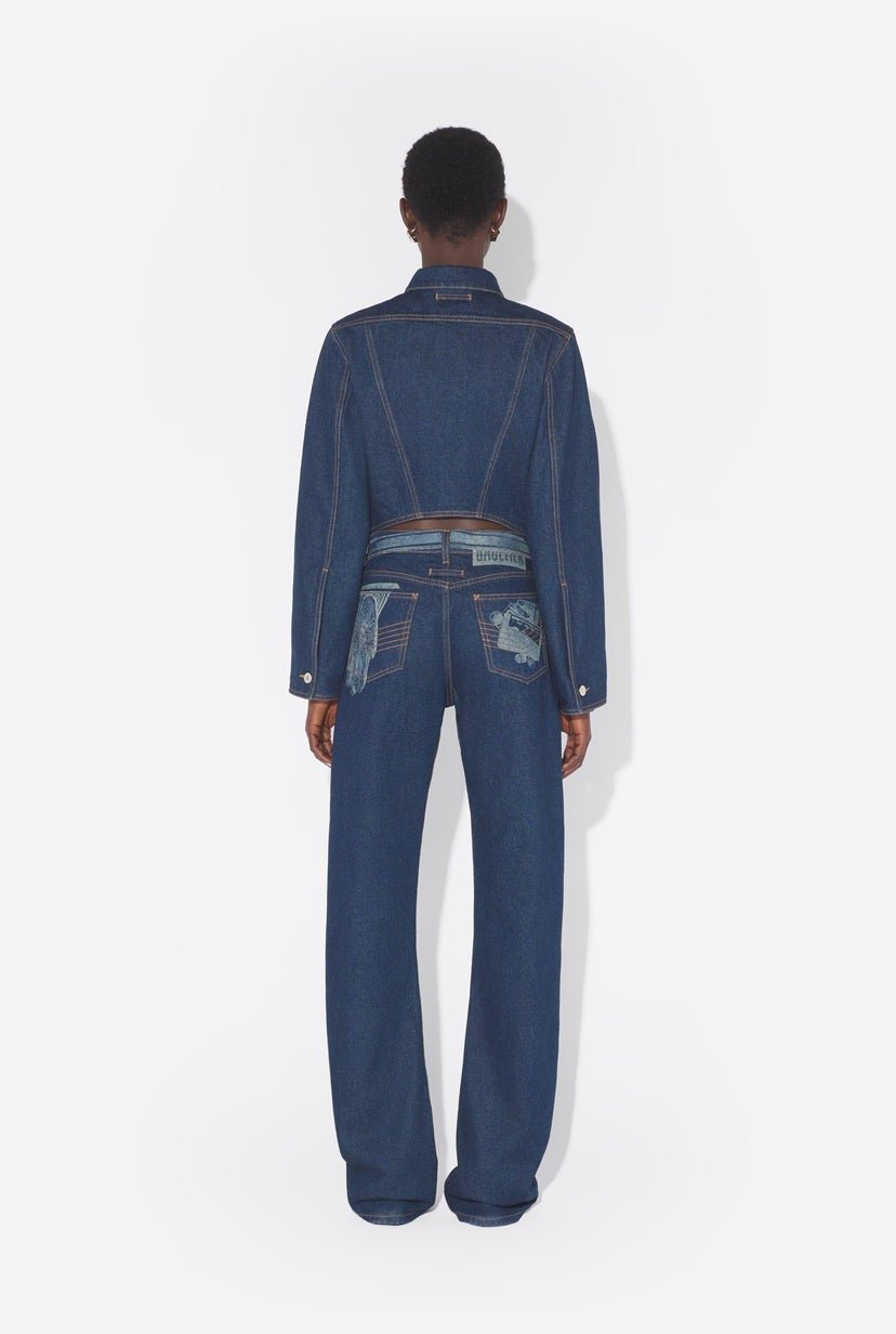 JEAN PAUL GAULTIER Indigo Trompe L Oeil Print Denim Jacket