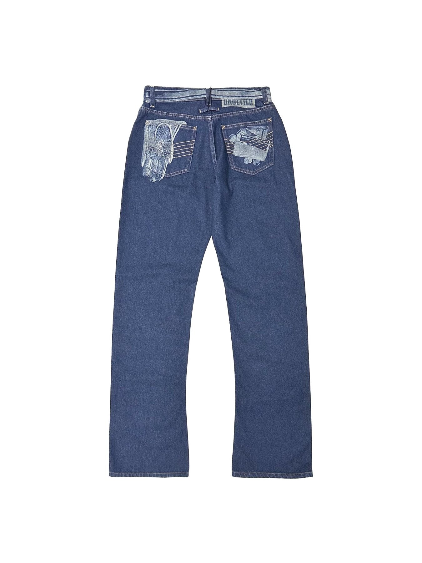 JEAN PAUL GAULTIER Indigo Trompe L Oeil Print Jean