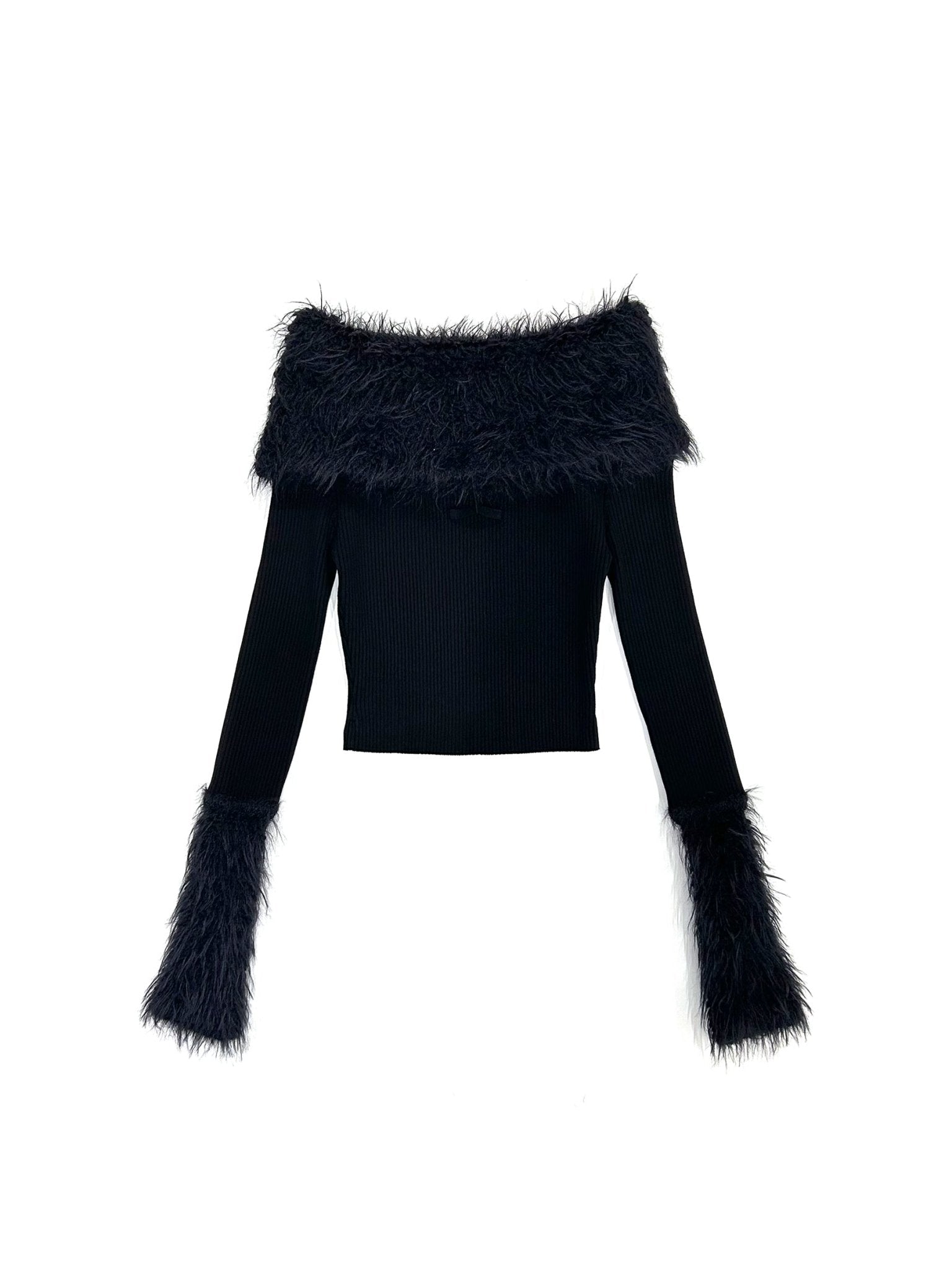 JEAN PAUL GAULTIER - Mix Viscose Ribbed And Hairy Details Sweater - AW25 - BLACK