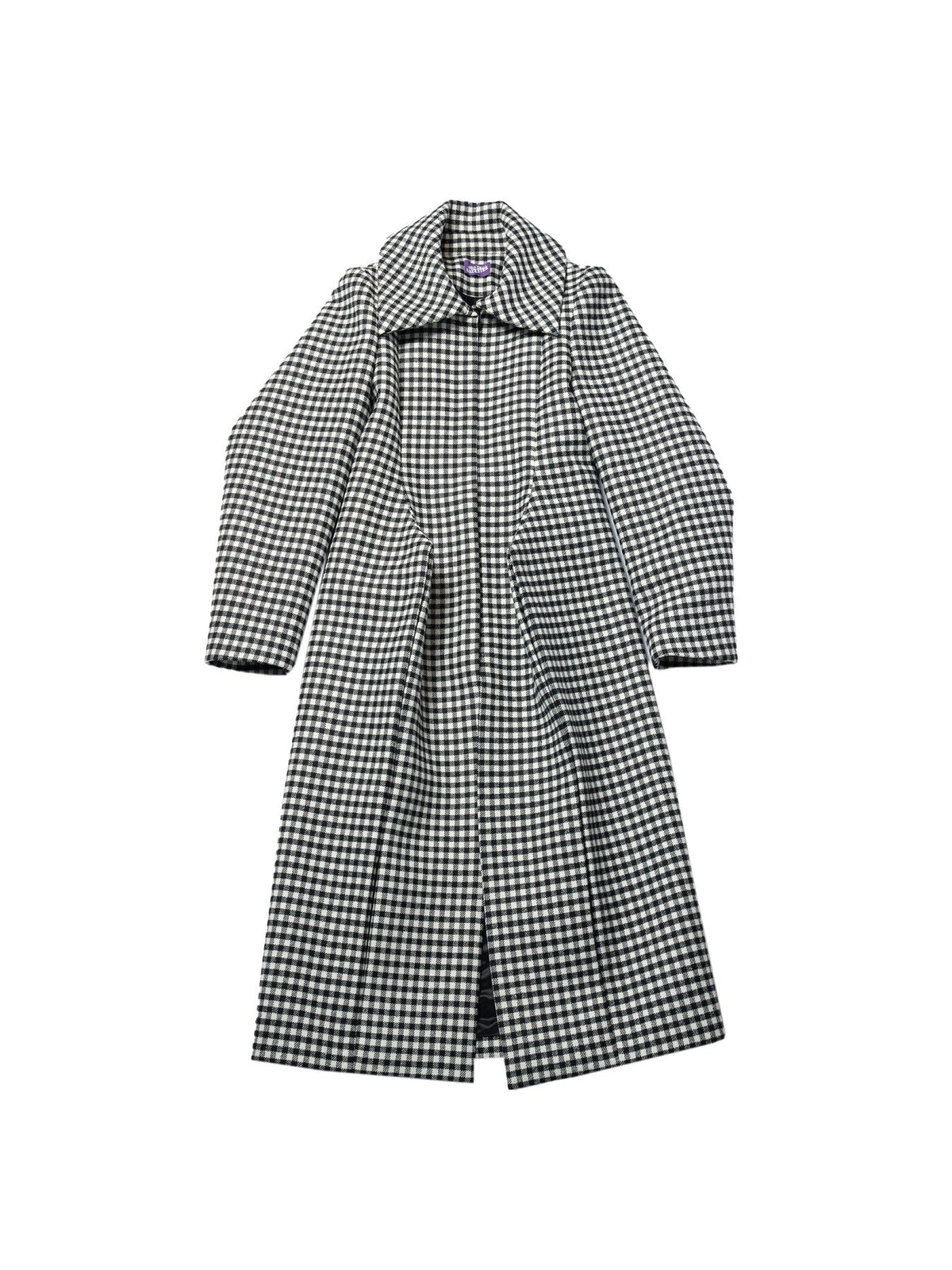 JEAN PAUL GAULTIER Multi Check Neoprene Pleated Coat