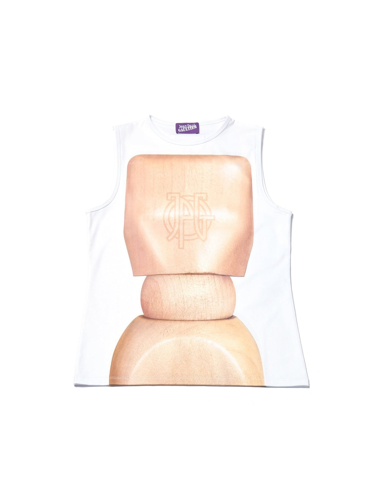 JEAN PAUL GAULTIER Multi Jersey Lycra Tank Top Printed Wooden Body