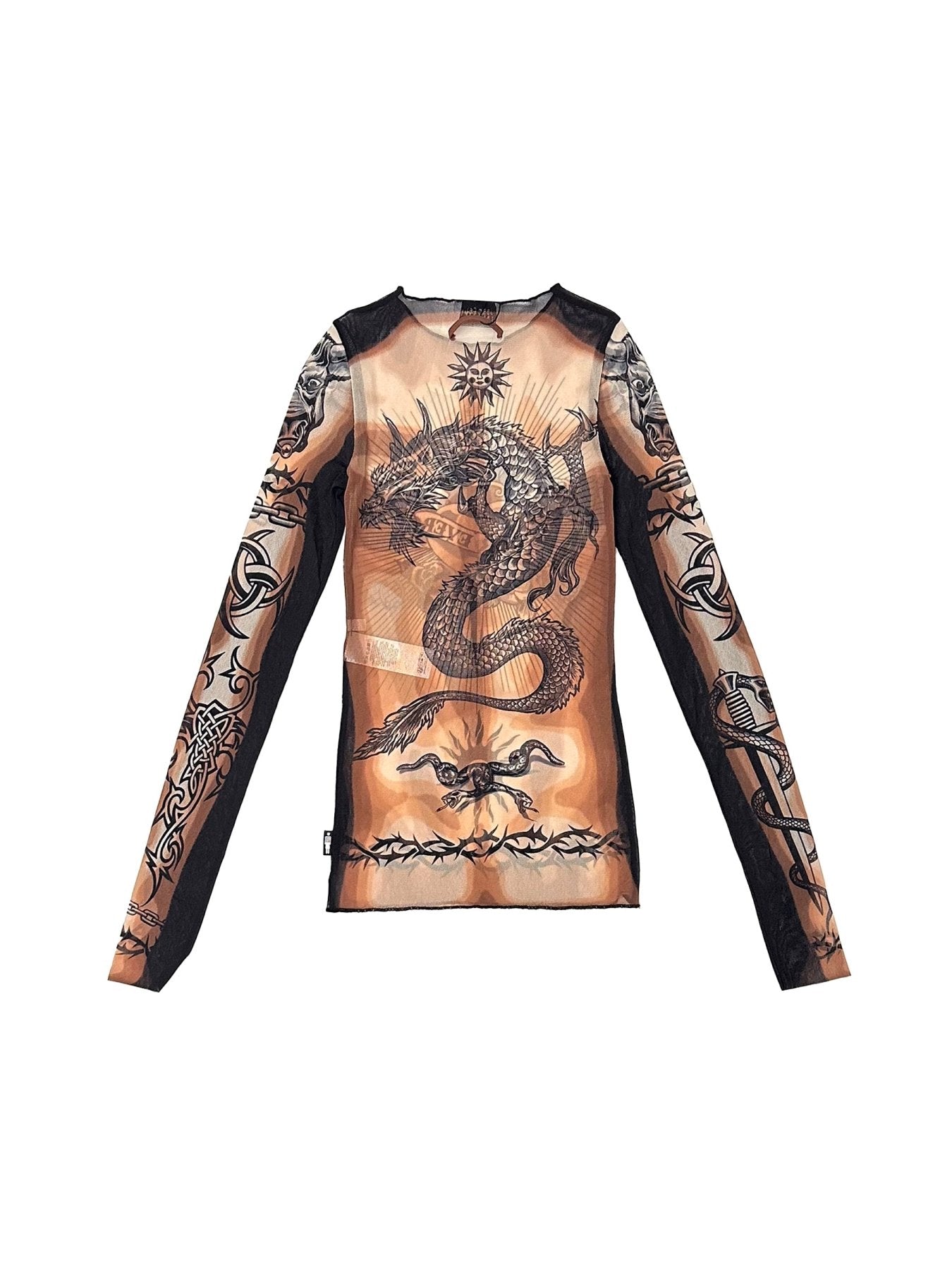 新品　RUKAHI  TATOO PRINT LONG SLEEVE JEAN PAUL GAULTIER Multicolour Re-Edition: Safe Sex Tattoo Print