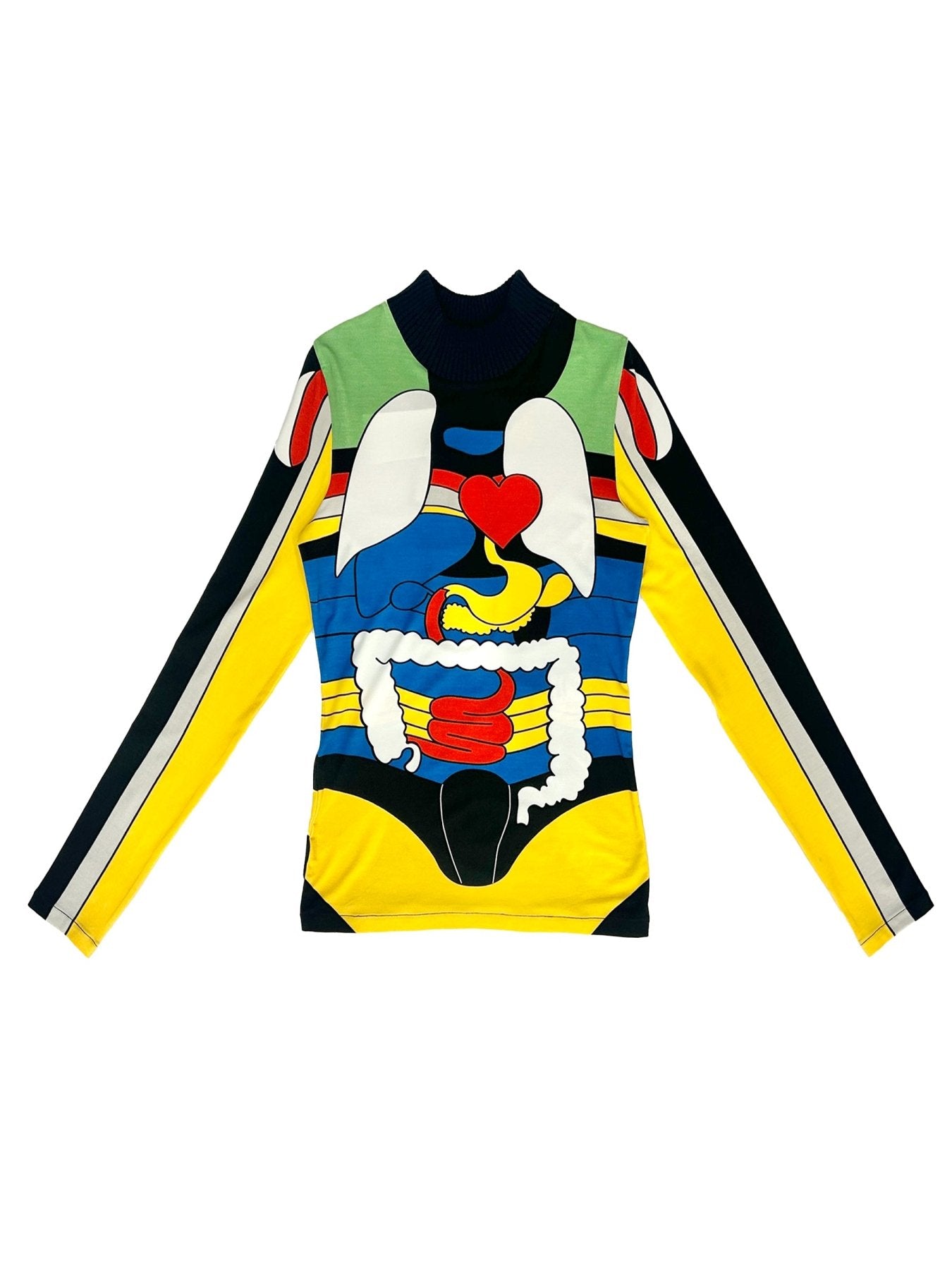 JEAN PAUL GAULTIER Multicolour Stretch Long Sleeve Body Map Organ Print Top