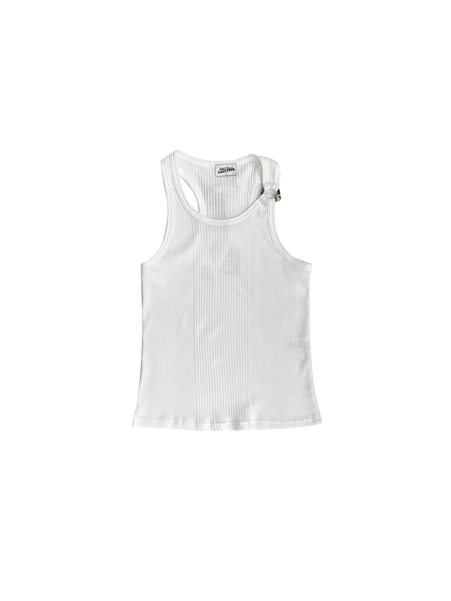 JEAN PAUL GAULTIER - Tank Top With With "Gaultier" Piercing Detail - AW25 - WHITE