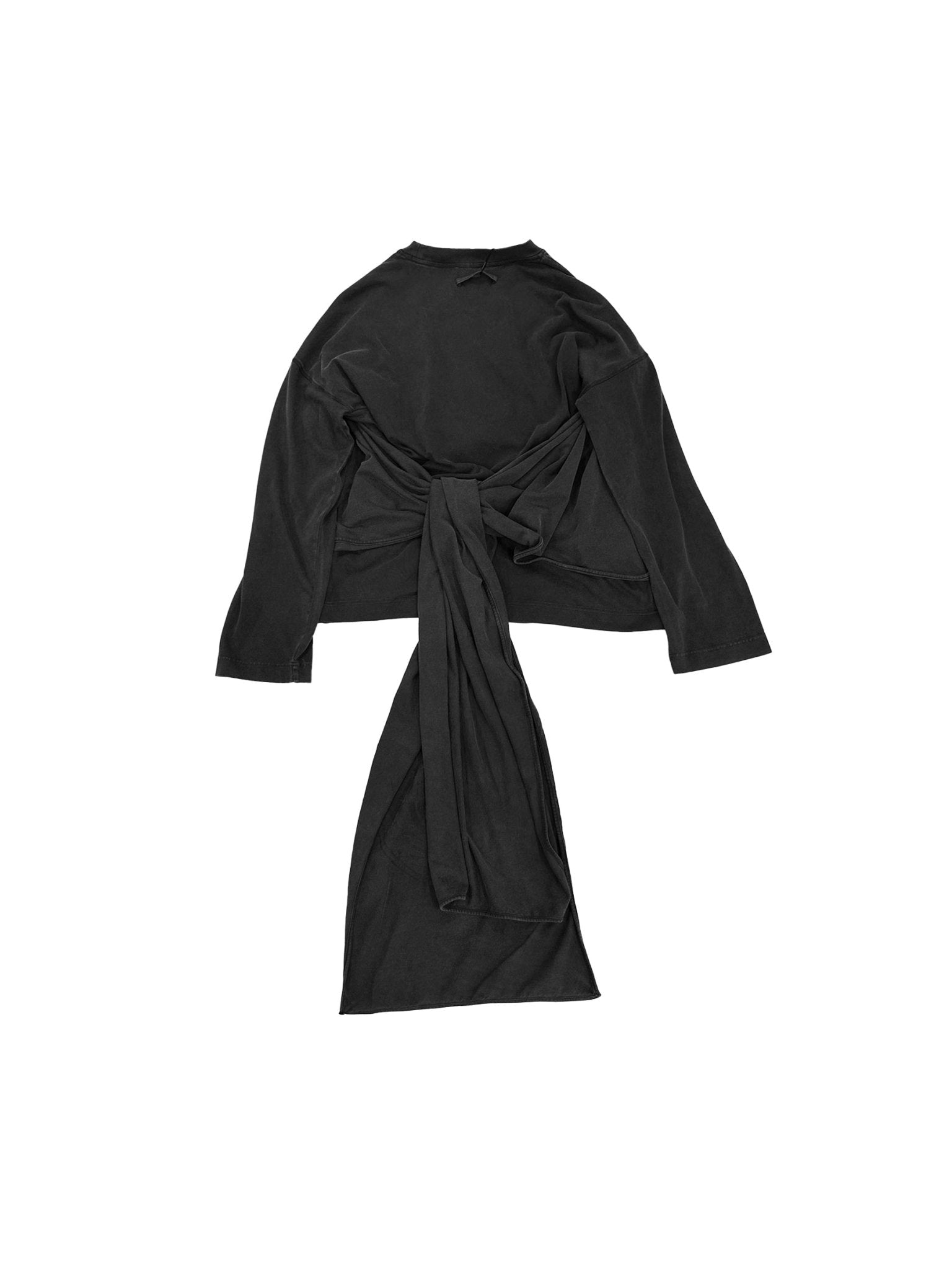 JEAN PAUL GAULTIER - Washed Jersey Crew Neck With Scarf Printed Jpg Laurier Stamp Logo - AW25 - BLACK