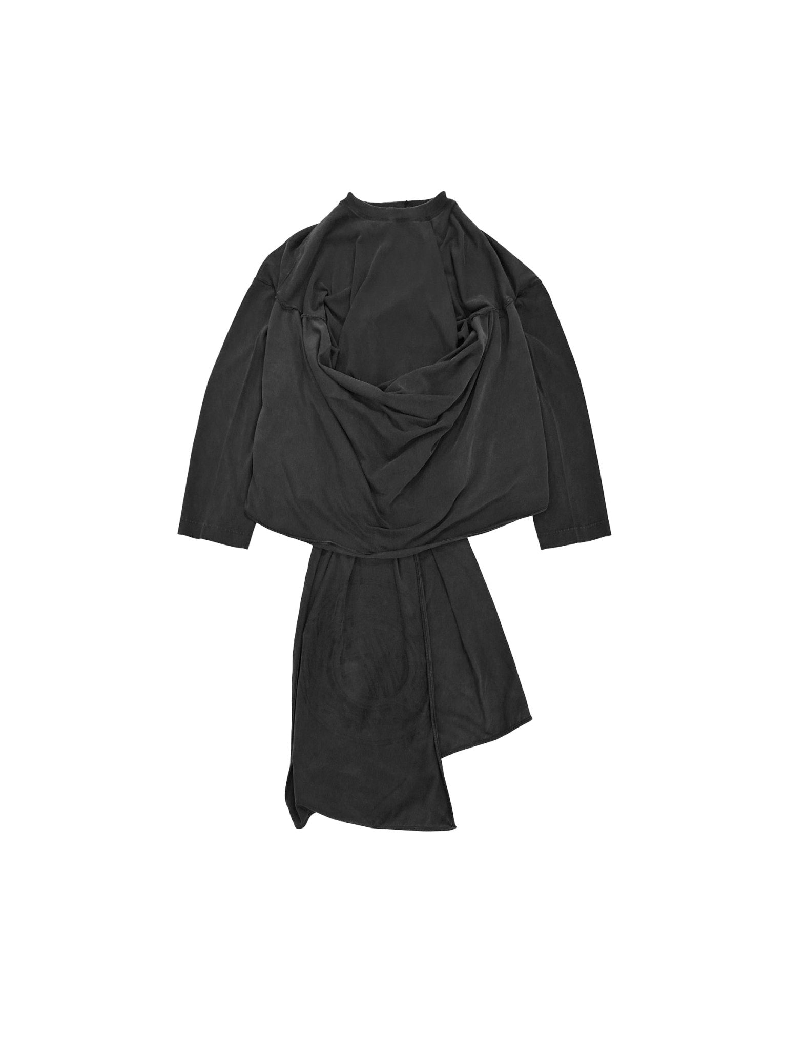 JEAN PAUL GAULTIER - Washed Jersey Crew Neck With Scarf Printed Jpg Laurier Stamp Logo - AW25 - BLACK