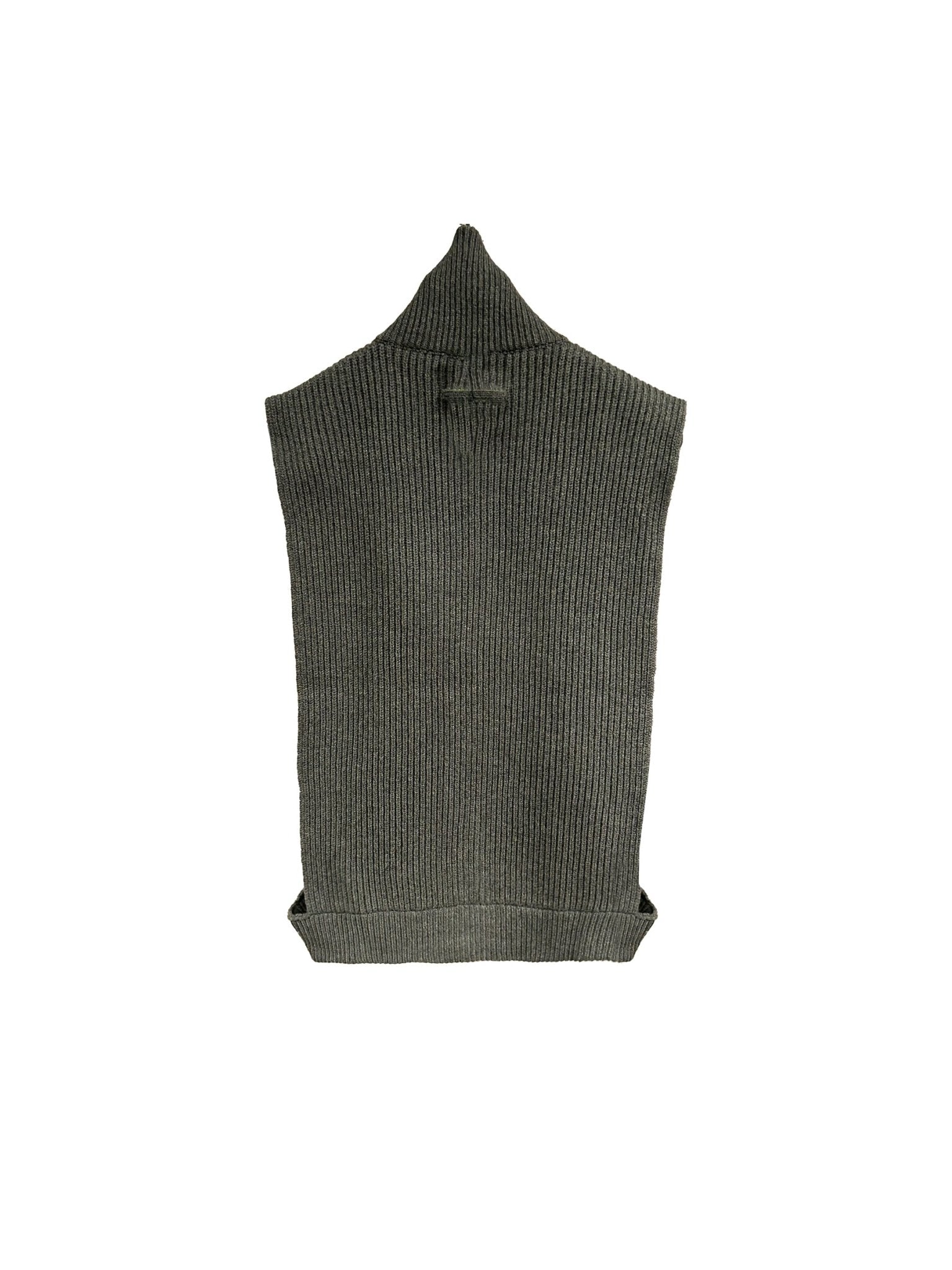 JEAN PAUL GAULTIER - Wool Fisherman Rib Zipped Open Sides Gilet - AW25 - DARK KHAKI