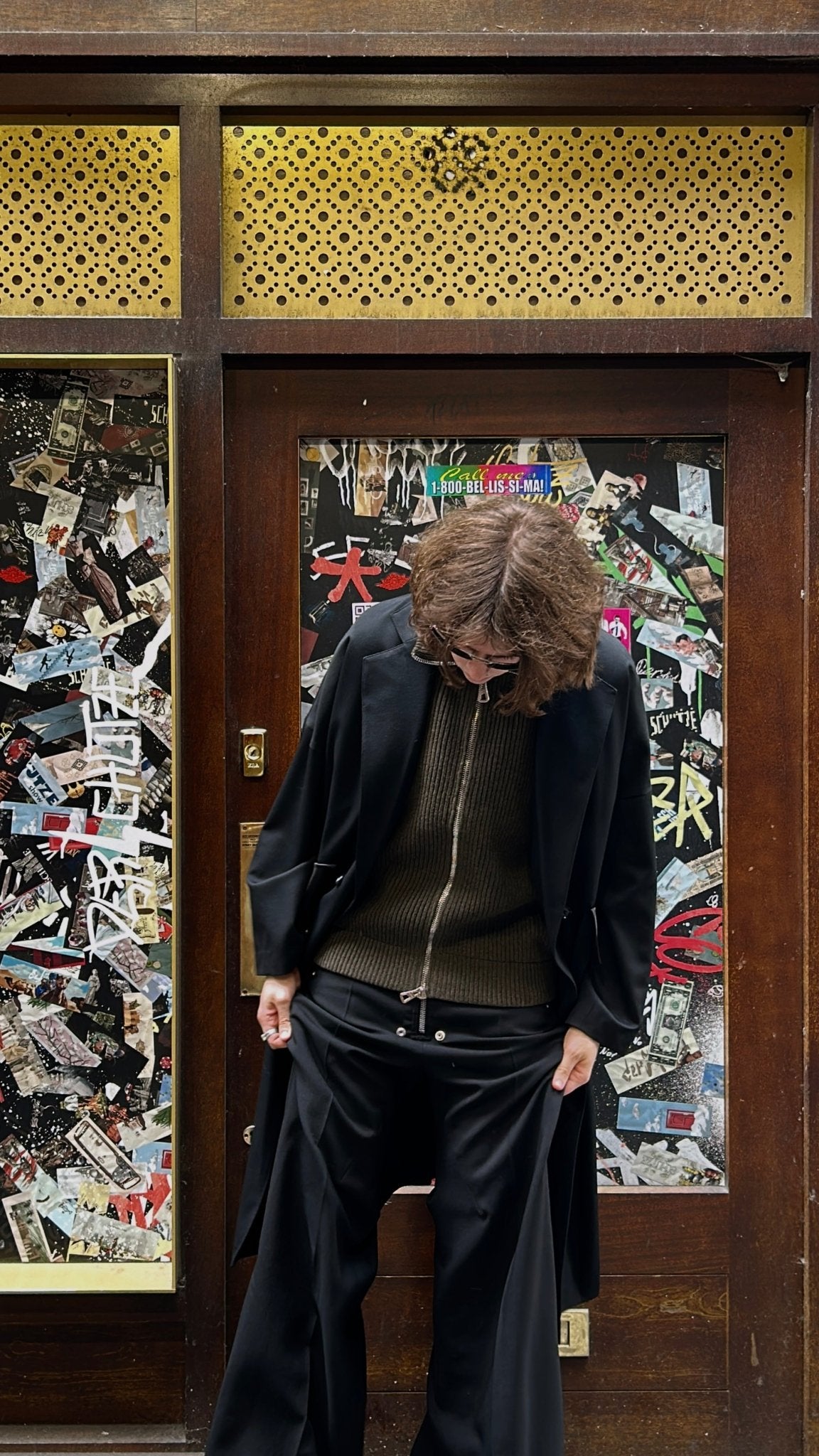 JEAN PAUL GAULTIER - Wool Fisherman Rib Zipped Open Sides Gilet - AW25 - DARK KHAKI