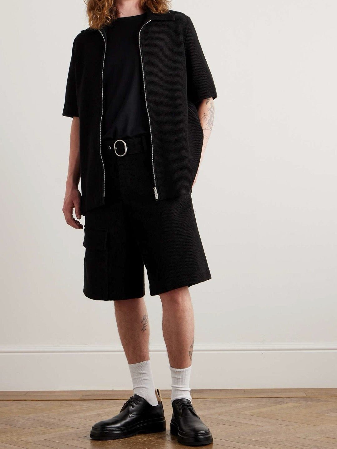 JIL SANDER Black Crochet Low-rise Shorts
