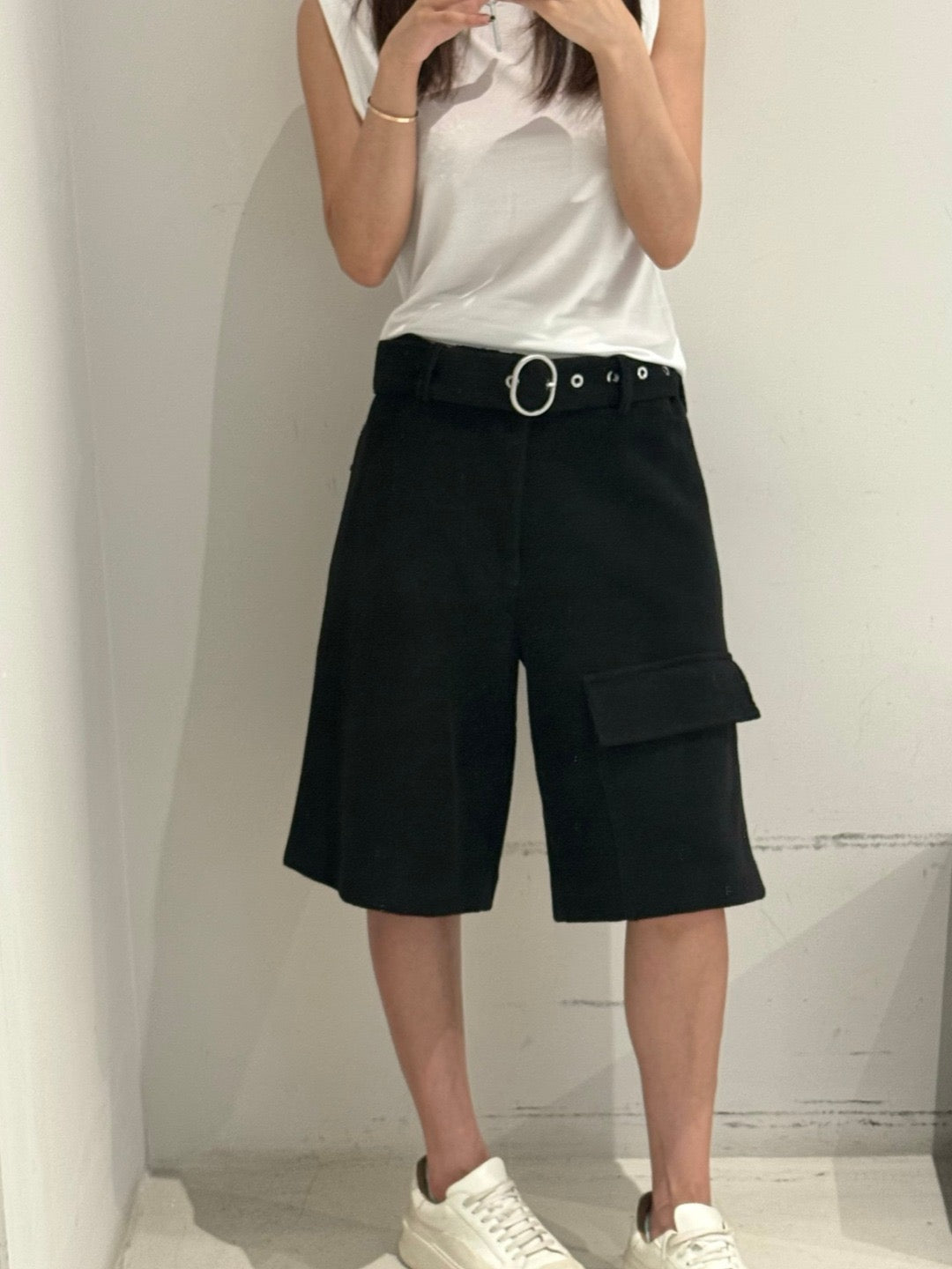 JIL SANDER Black Crochet Low-rise Shorts