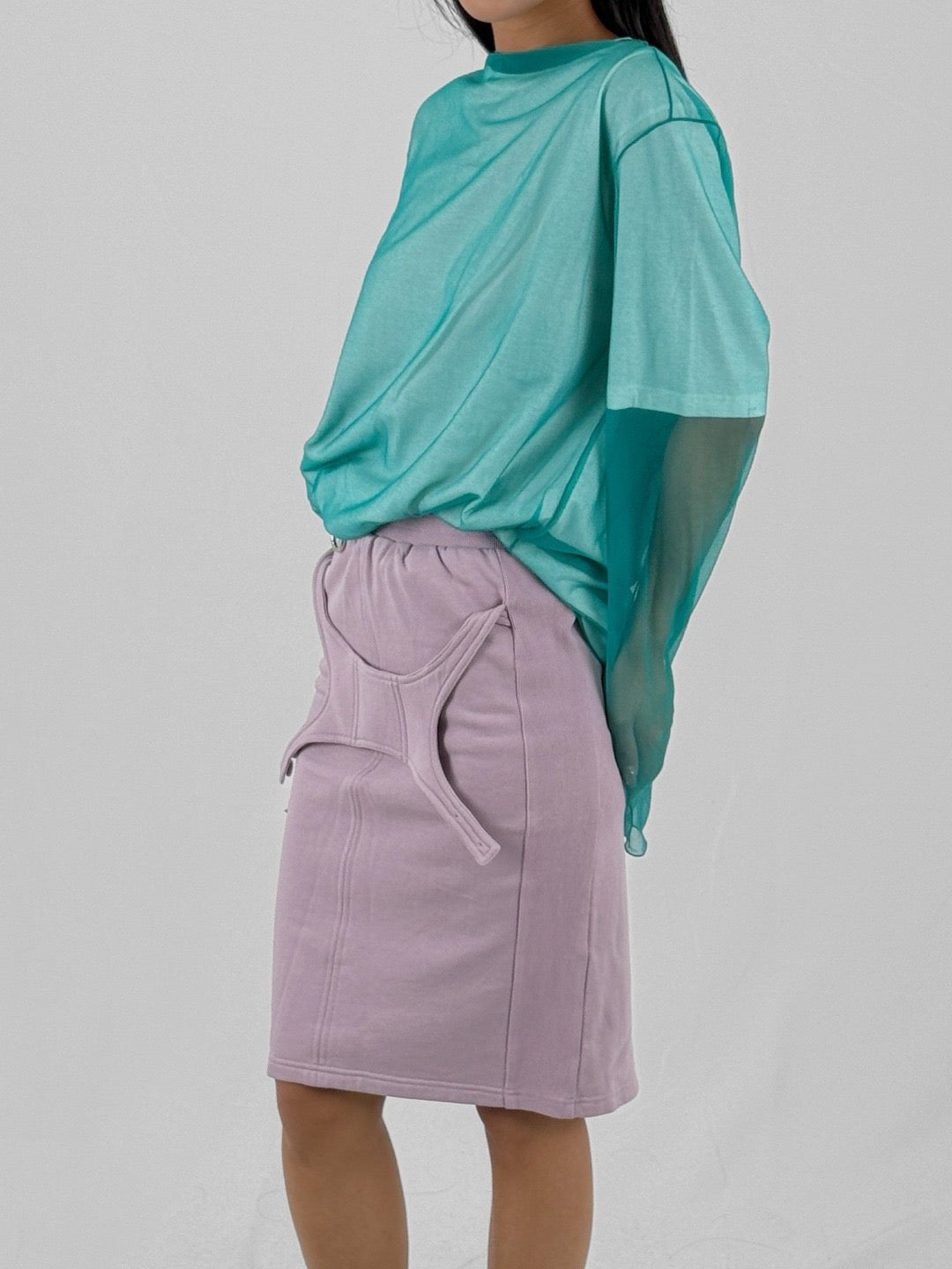 JIL SANDER SHEER Long Sleeve T-SHIRT PRINTED Caribbean Blue Short Sleeve T-Shirts