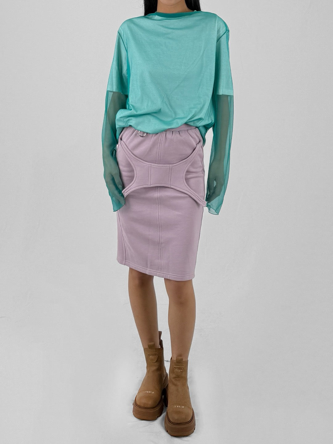 JIL SANDER SHEER Long Sleeve T-SHIRT PRINTED Caribbean Blue Short Sleeve T-Shirts