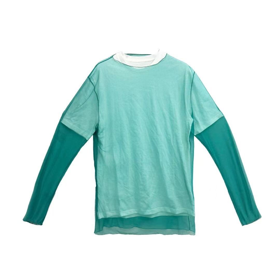 JIL SANDER - SHEER T - SHIRT LS PRINTED T - SHIRT SS - SS24 - CARIBBEAN BLUE