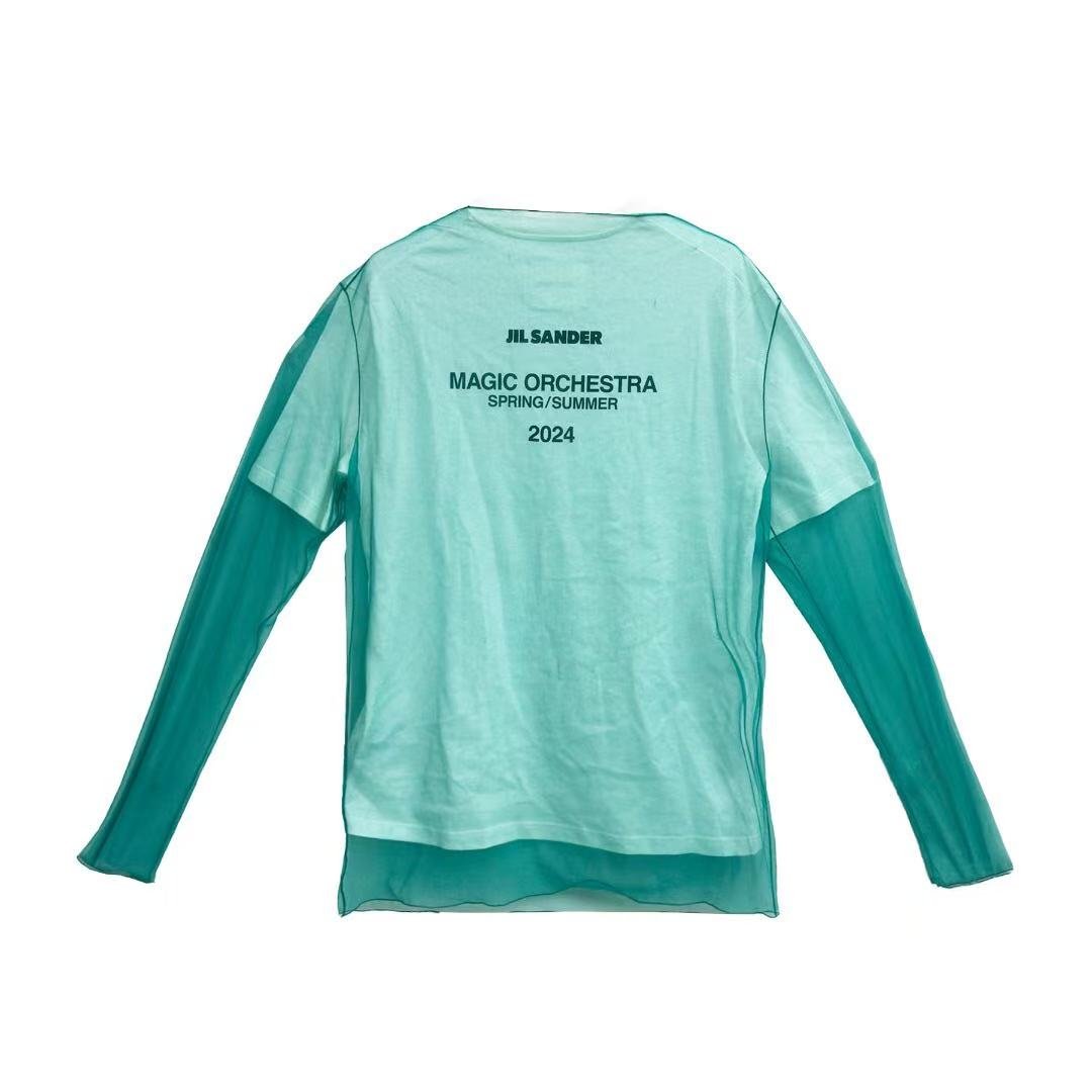 JIL SANDER - SHEER T - SHIRT LS PRINTED T - SHIRT SS - SS24 - CARIBBEAN BLUE