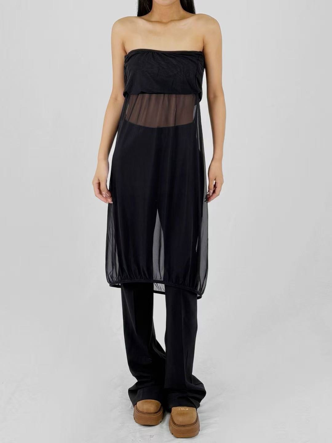 JOHANNA PARV Black With Cargo Pockets Mesh Skirts