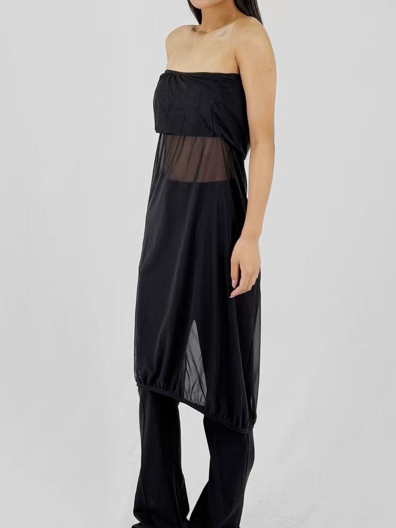 JOHANNA PARV Black With Cargo Pockets Mesh Skirts