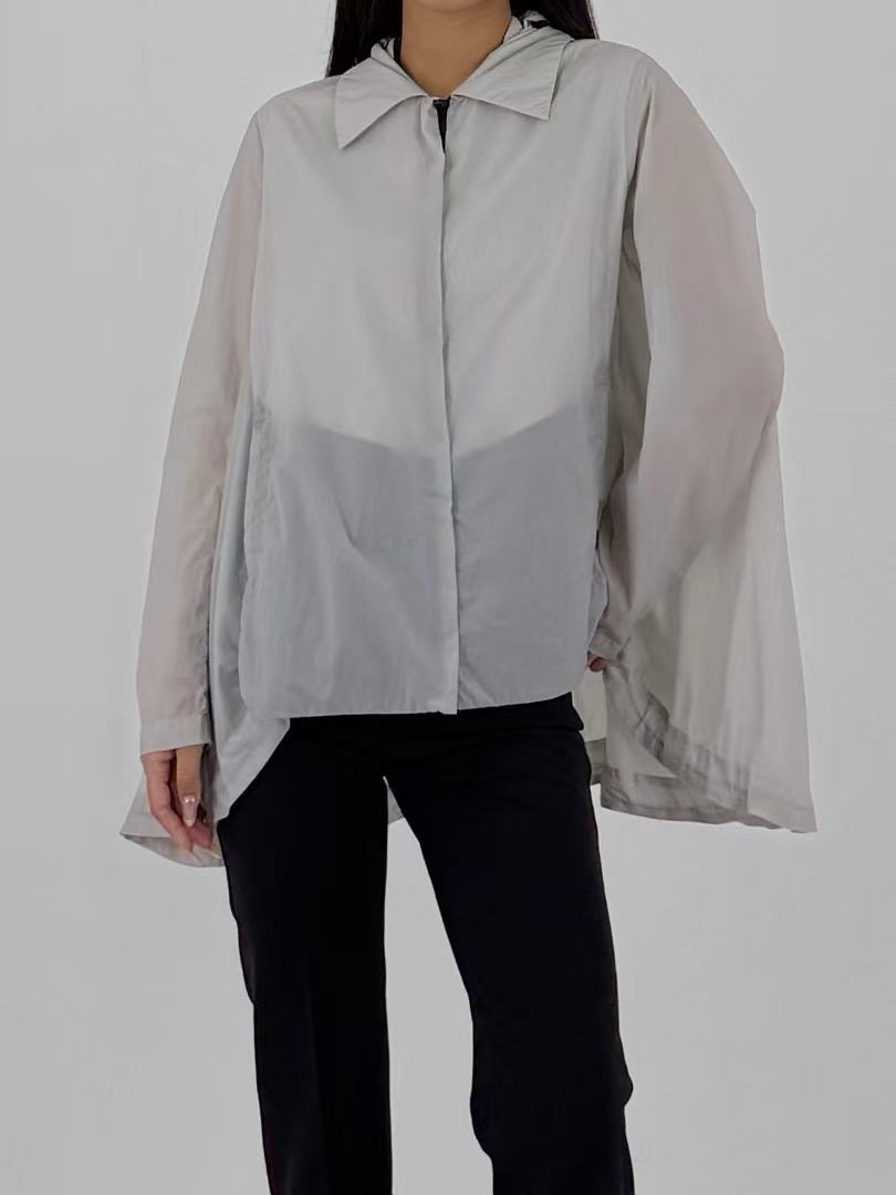 JOHANNA PARV Light Grey With A Hood Lightweight Cover Jacket