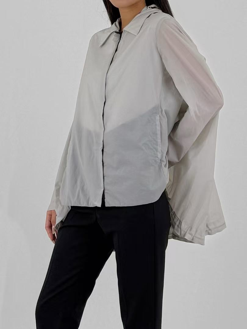 JOHANNA PARV Light Grey With A Hood Lightweight Cover Jacket