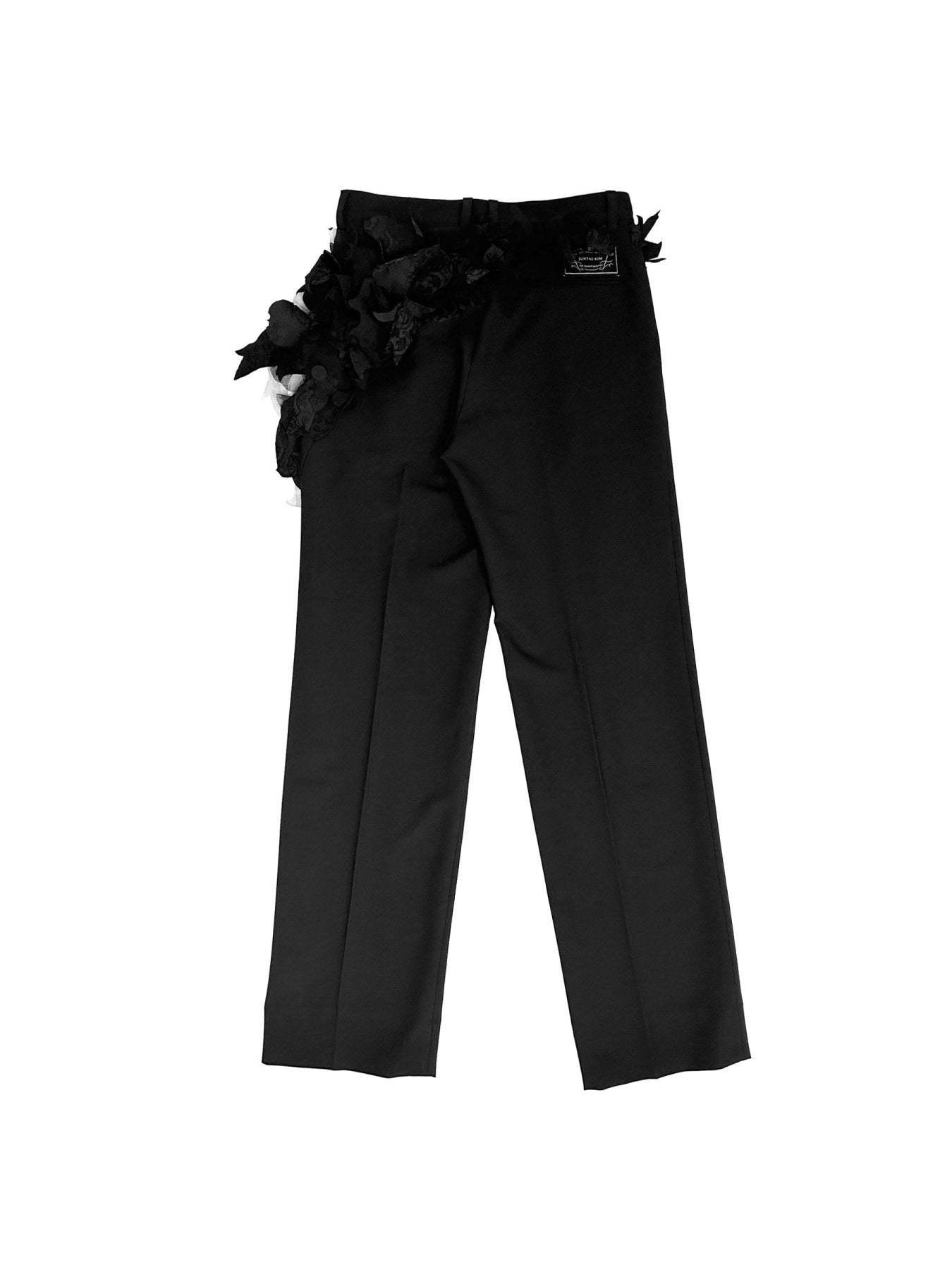 JUNTAE KIM Black Flower Embroidered Slacks