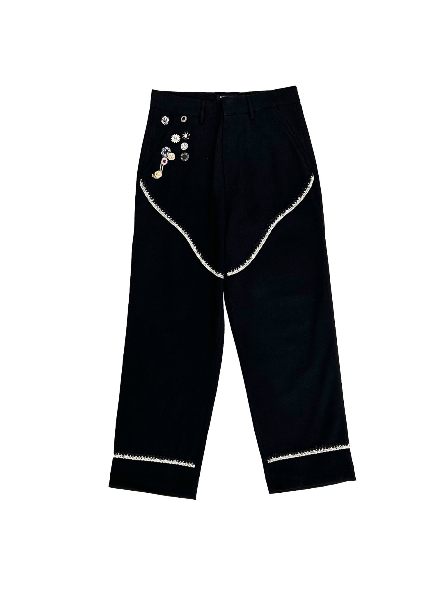 JUNTAE KIM - Corset Trimmed Chino Pants - AW25 - BLACK
