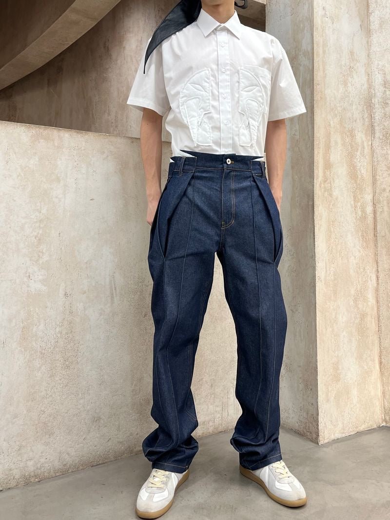 JUNTAE KIM - Gathered Belt Trousers - SS25 - BLUE