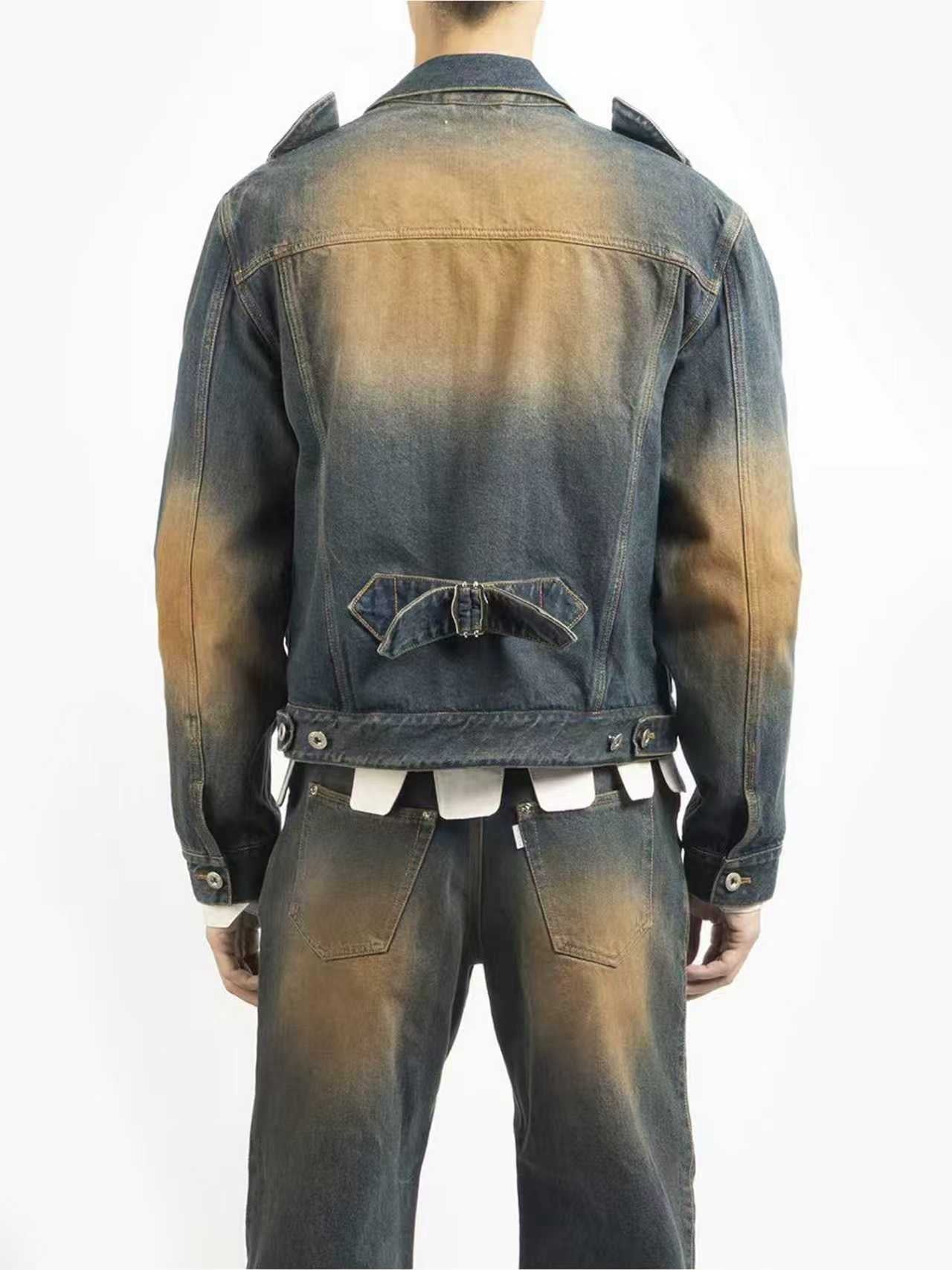 JUNTAE KIM - Gathered Denim Jacket - AW24 JTKAW24J07 BLUE