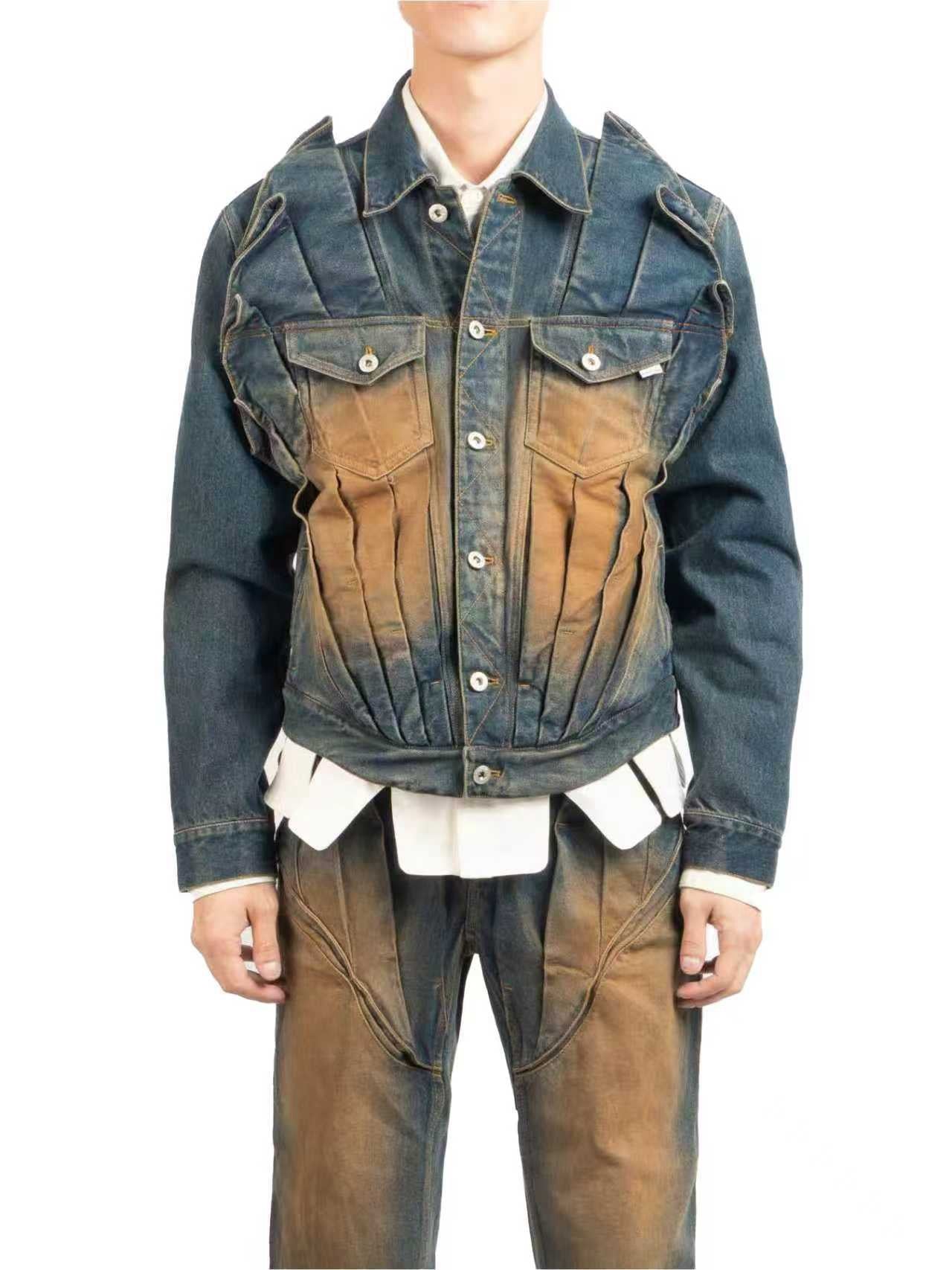 JUNTAE KIM - Gathered Denim Jacket - AW24 JTKAW24J07 BLUE