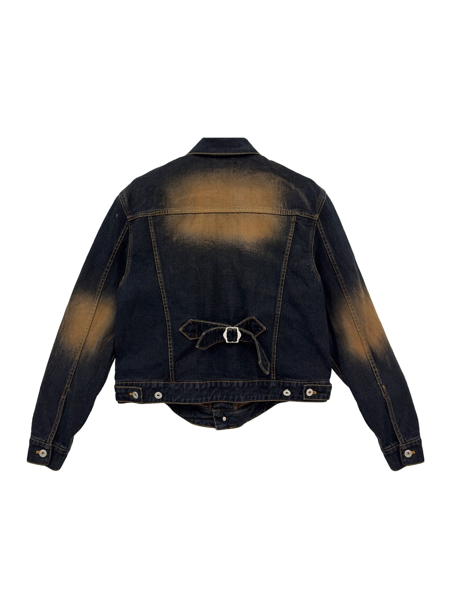JUNTAE KIM - Gathered Denim Jacket - SS25 - BLACK