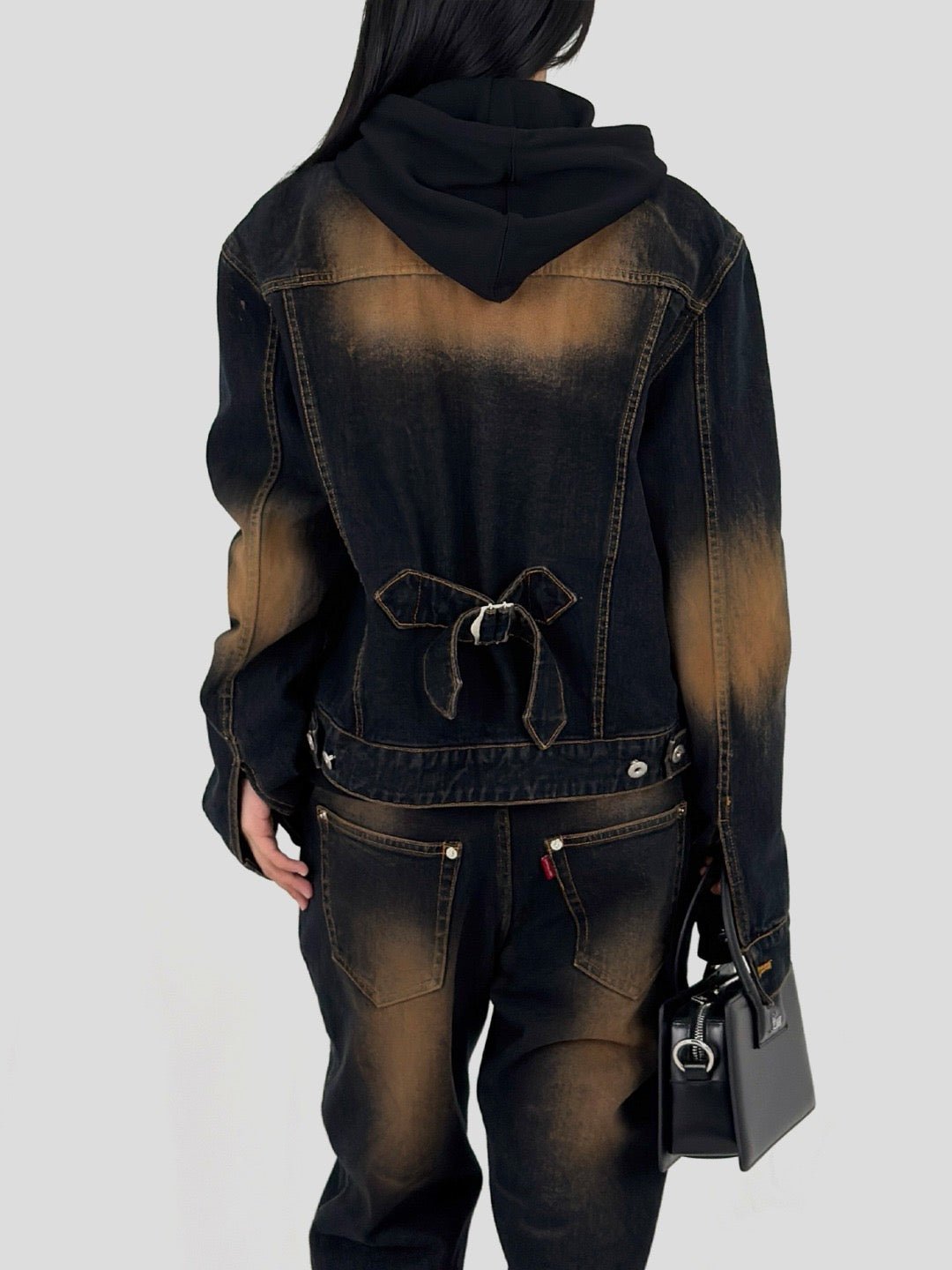 JUNTAE KIM - Gathered Denim Jacket - SS25 - BLACK