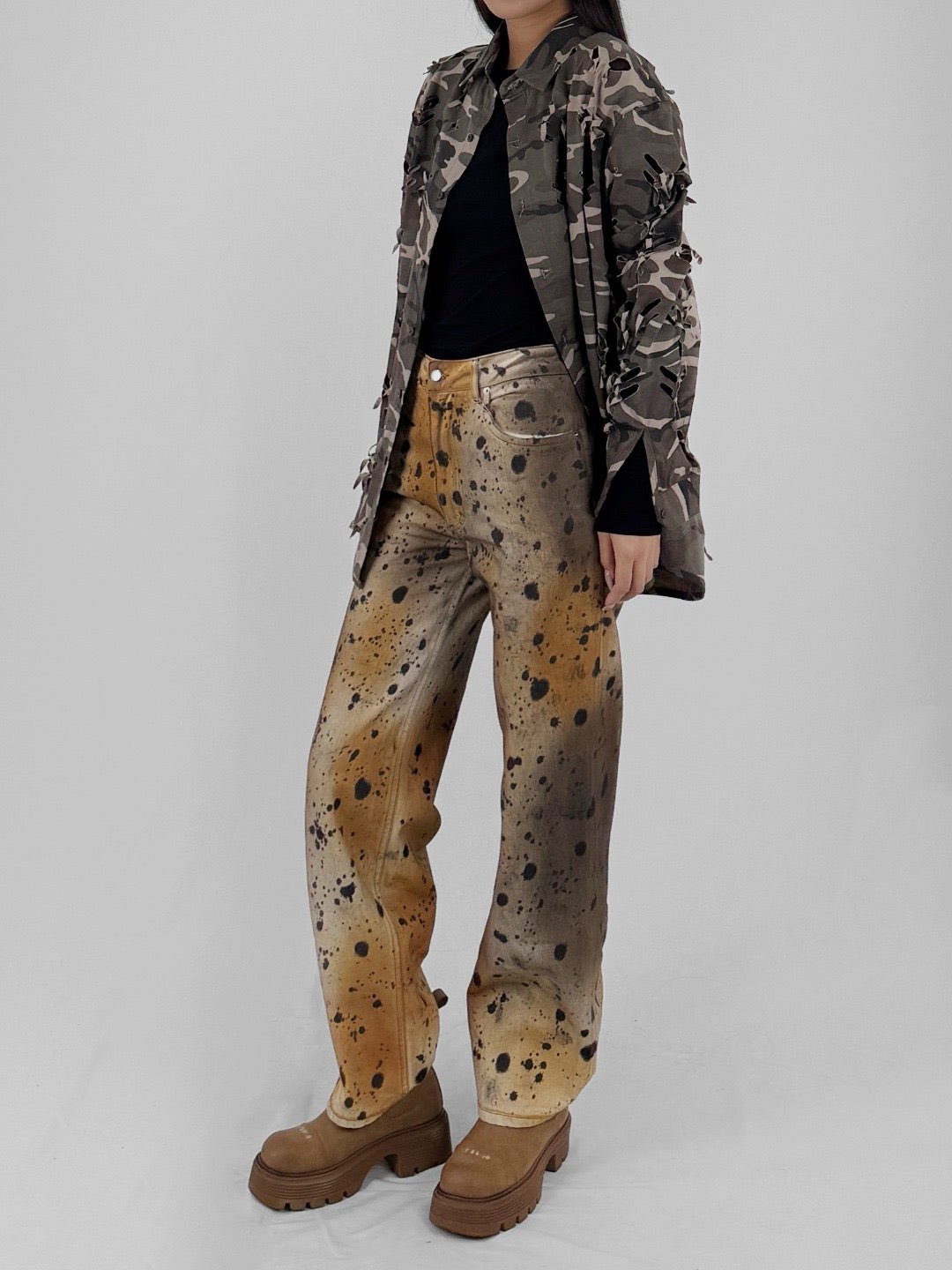 JUNTAE KIM - Laser Slashed Shirts - AW25 - CAMOUFLAGE
