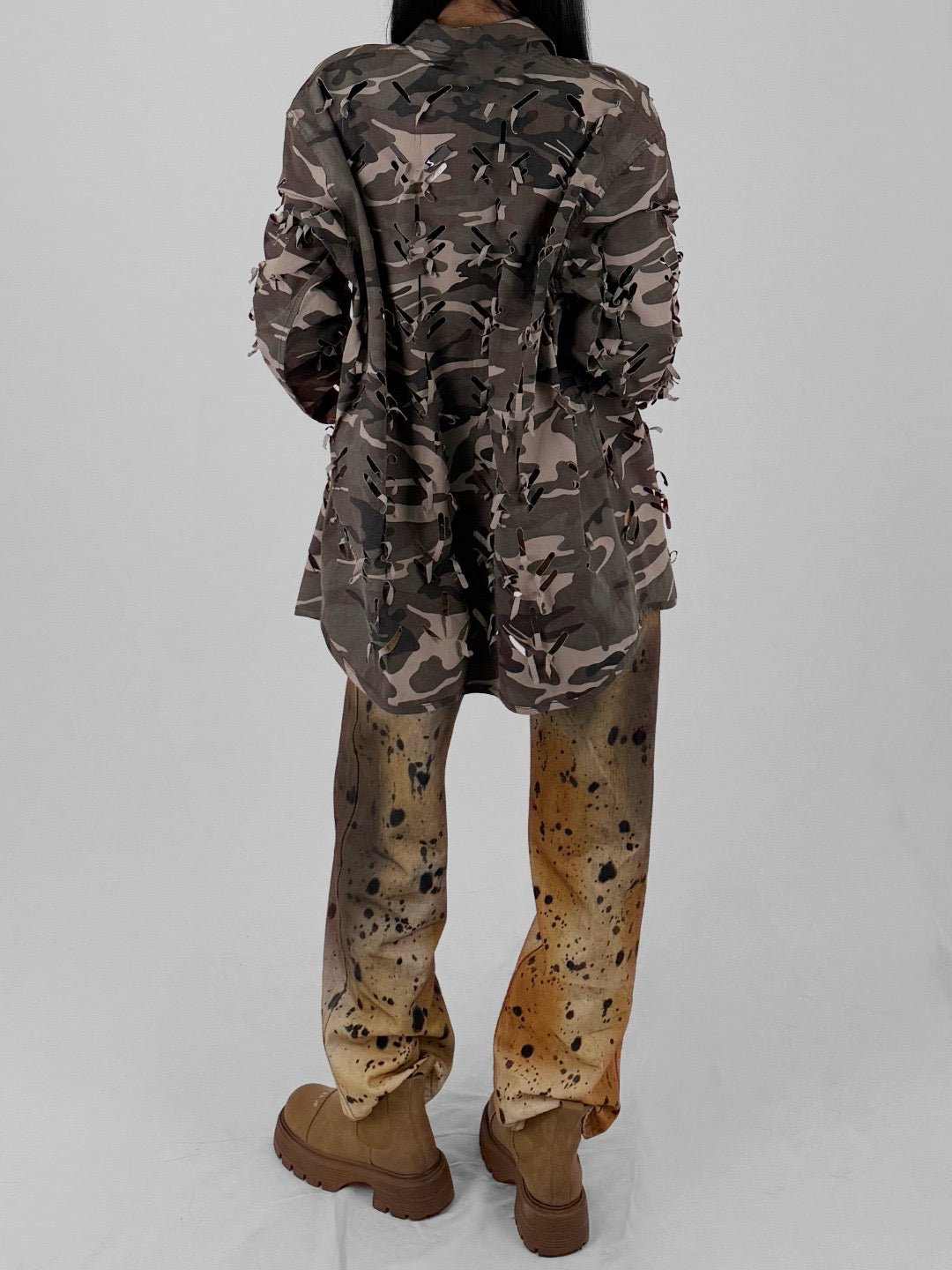JUNTAE KIM - Laser Slashed Shirts - AW25 - CAMOUFLAGE