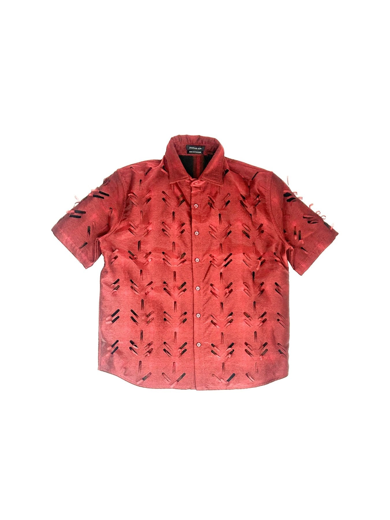 JUNTAE KIM Red Layered Laser Slash Shirt
