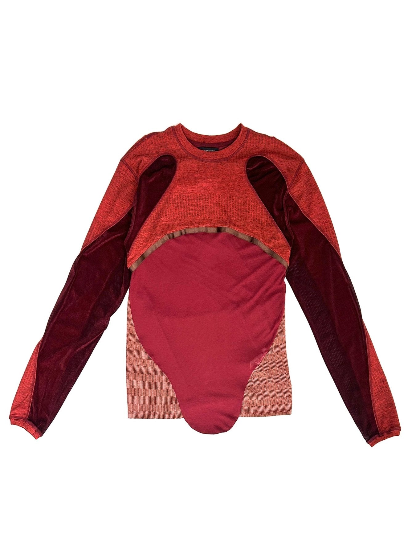 JUNTAE KIM Red Panelled Corset Long Sleeve