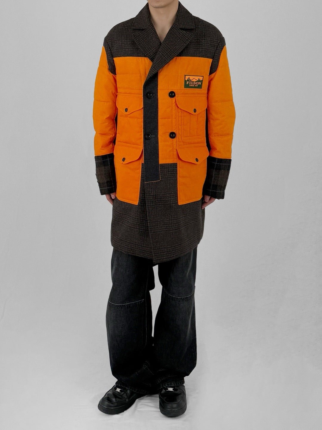 JUNYA WATANABE - Mens Coat - AW25 - ORANGE NVY BRN